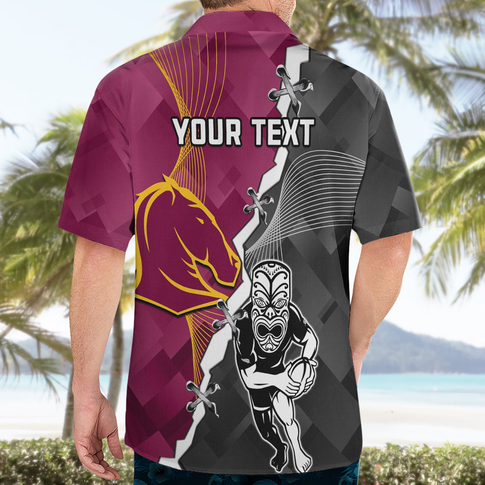 Personalised Warriors And Broncos Rugby Hawaiian Shirt 2023 Together Sporty Style - Vibe Hoodie Shop