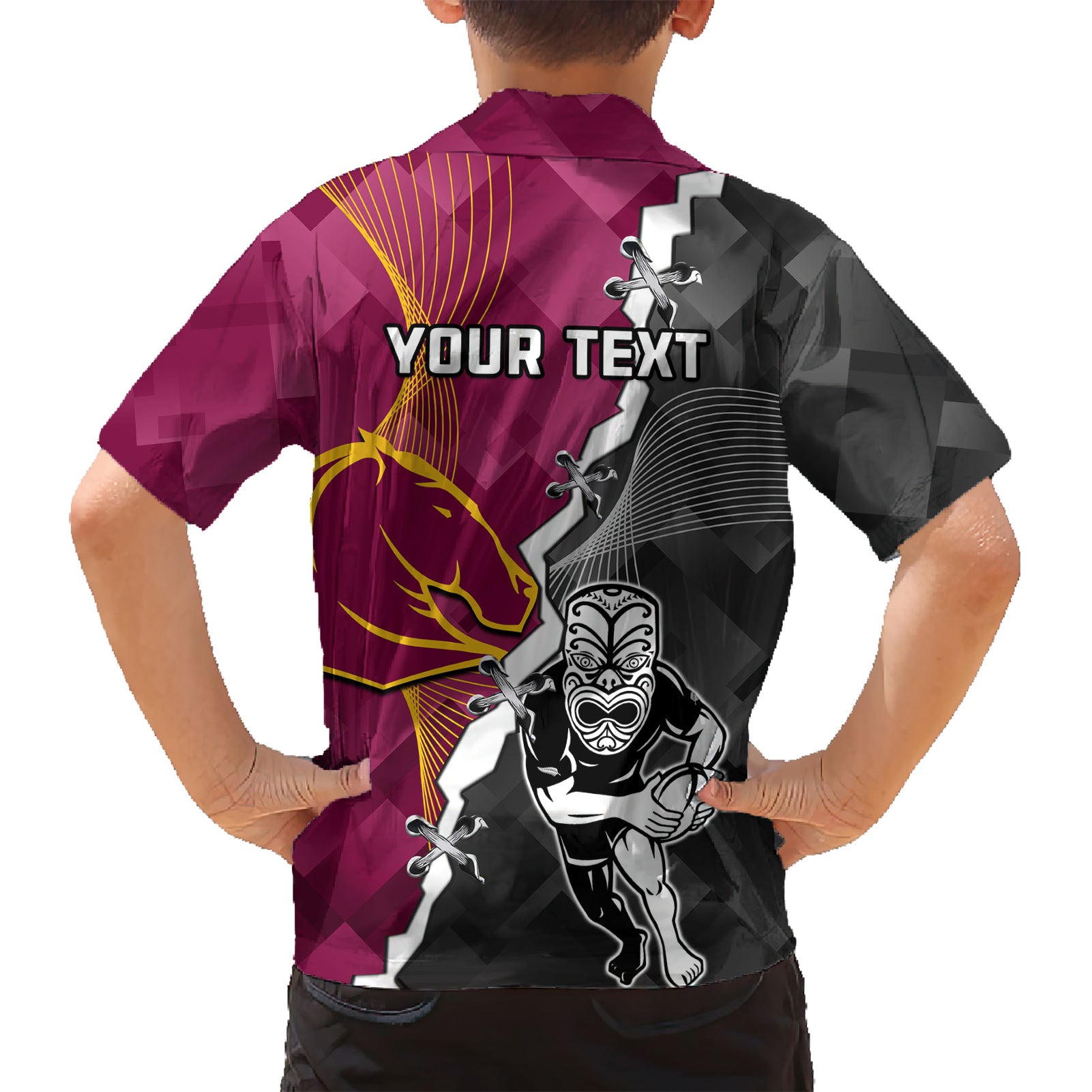 Personalised Warriors And Broncos Rugby Hawaiian Shirt 2023 Together Sporty Style - Vibe Hoodie Shop