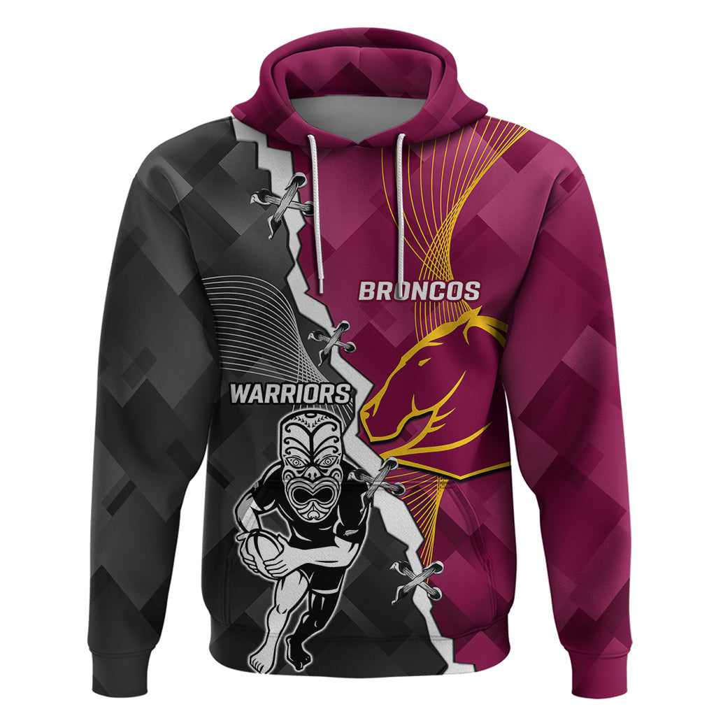 Personalised Warriors And Broncos Rugby Hoodie 2023 Together Sporty Style - Vibe Hoodie Shop