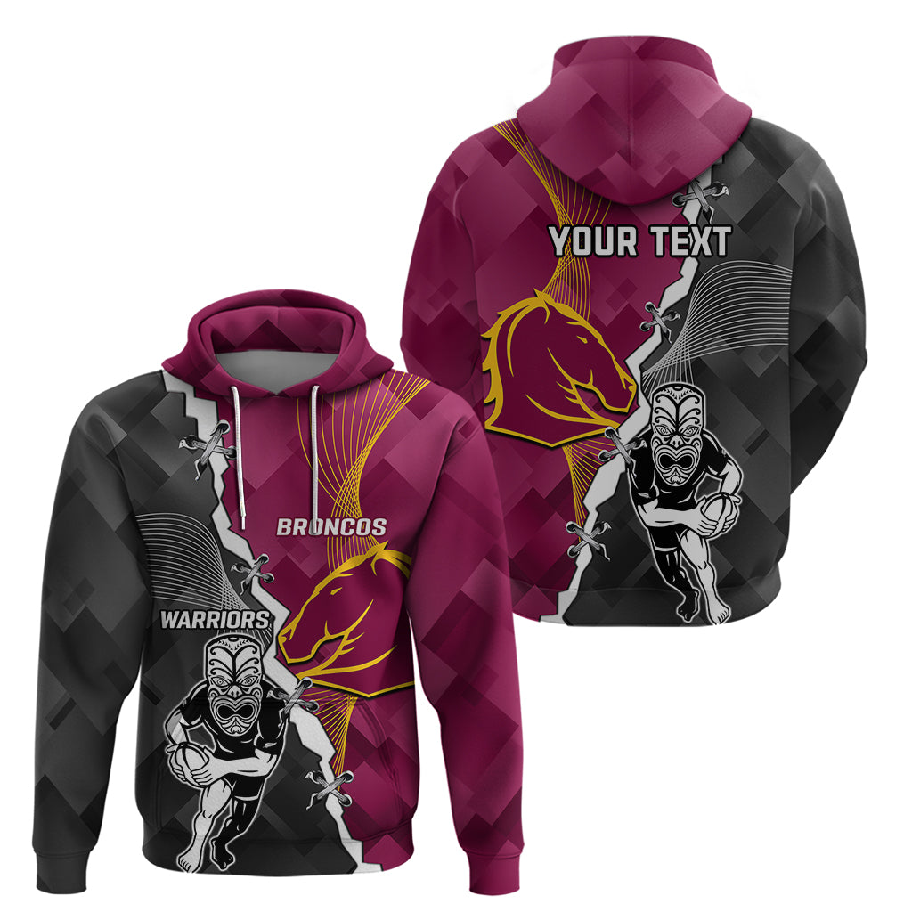Personalised Warriors And Broncos Rugby Hoodie 2023 Together Sporty Style - Vibe Hoodie Shop