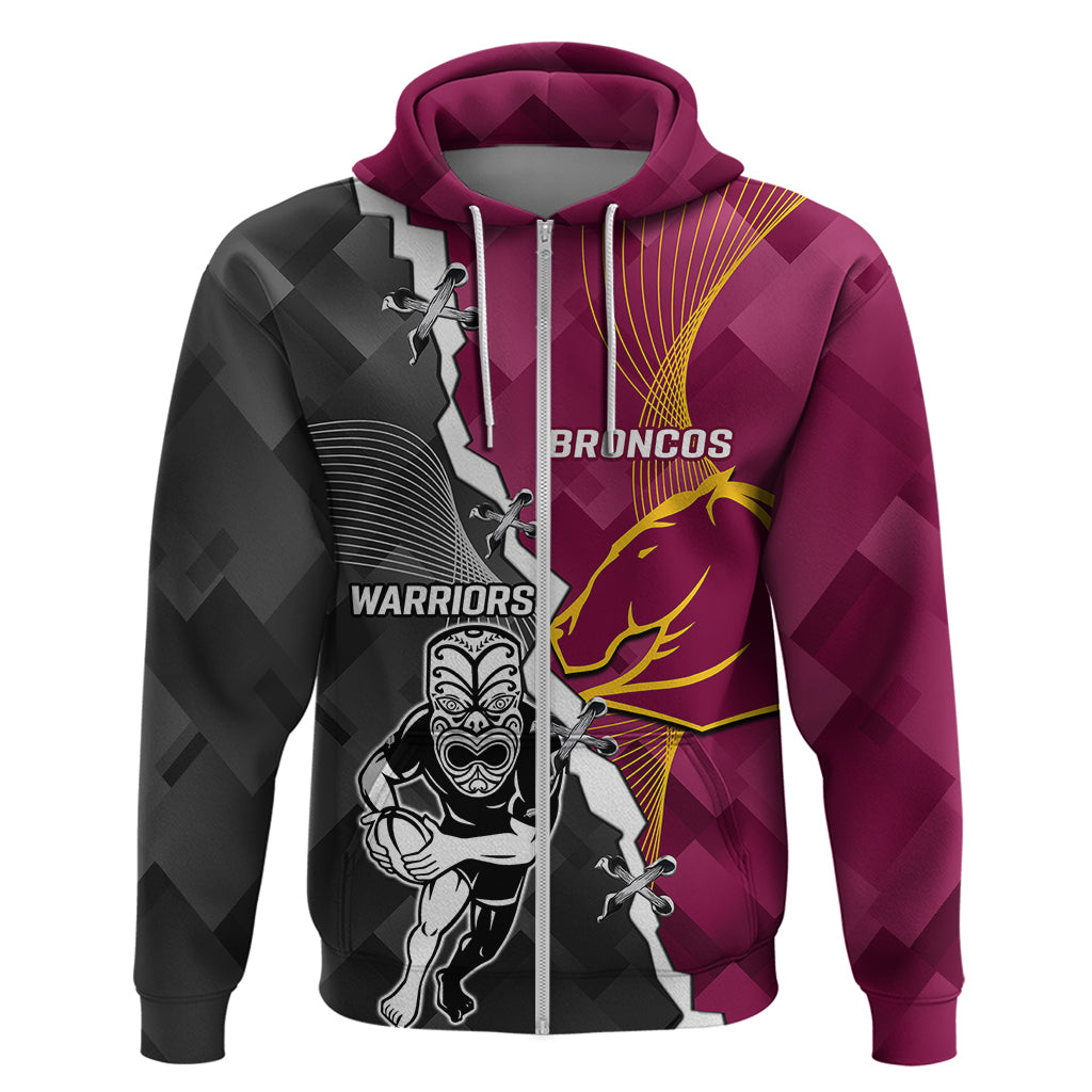 Personalised Warriors And Broncos Rugby Hoodie 2023 Together Sporty Style - Vibe Hoodie Shop