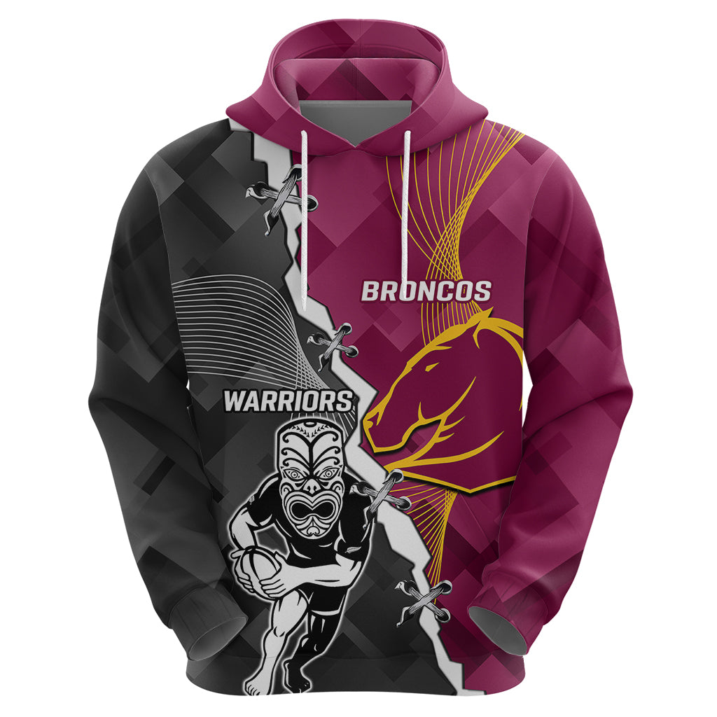 Personalised Warriors And Broncos Rugby Hoodie 2023 Together Sporty Style - Vibe Hoodie Shop