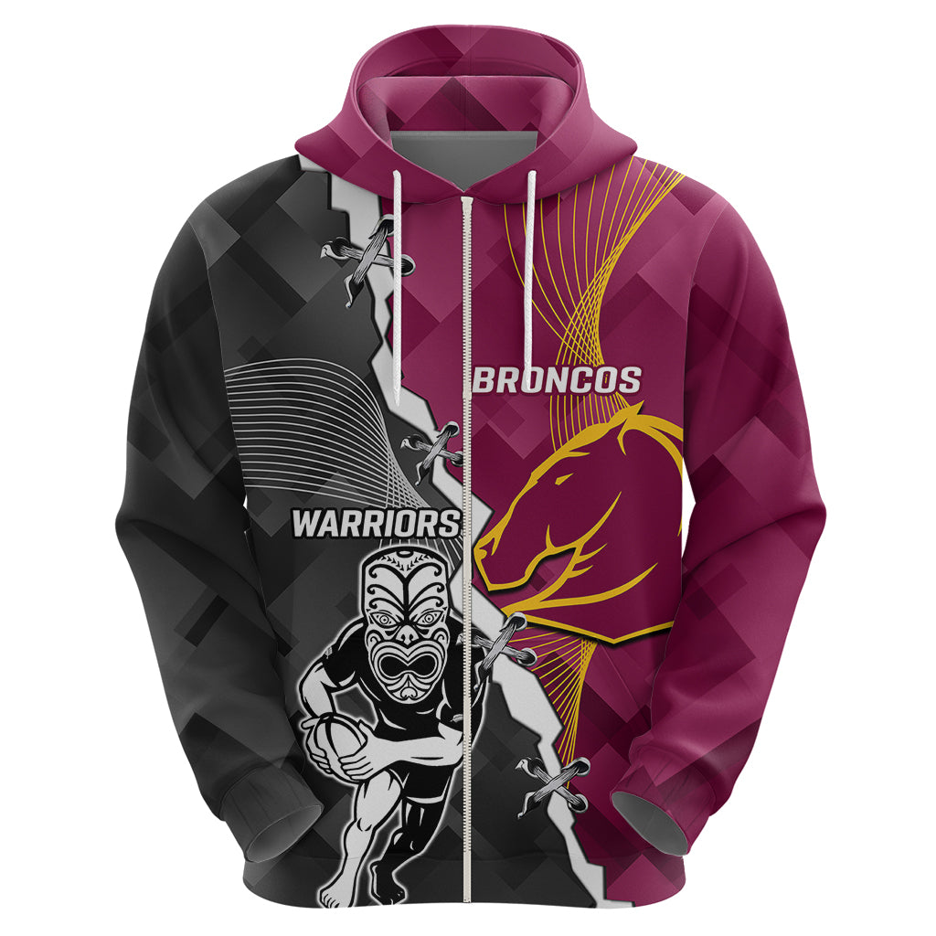 Personalised Warriors And Broncos Rugby Hoodie 2023 Together Sporty Style - Vibe Hoodie Shop