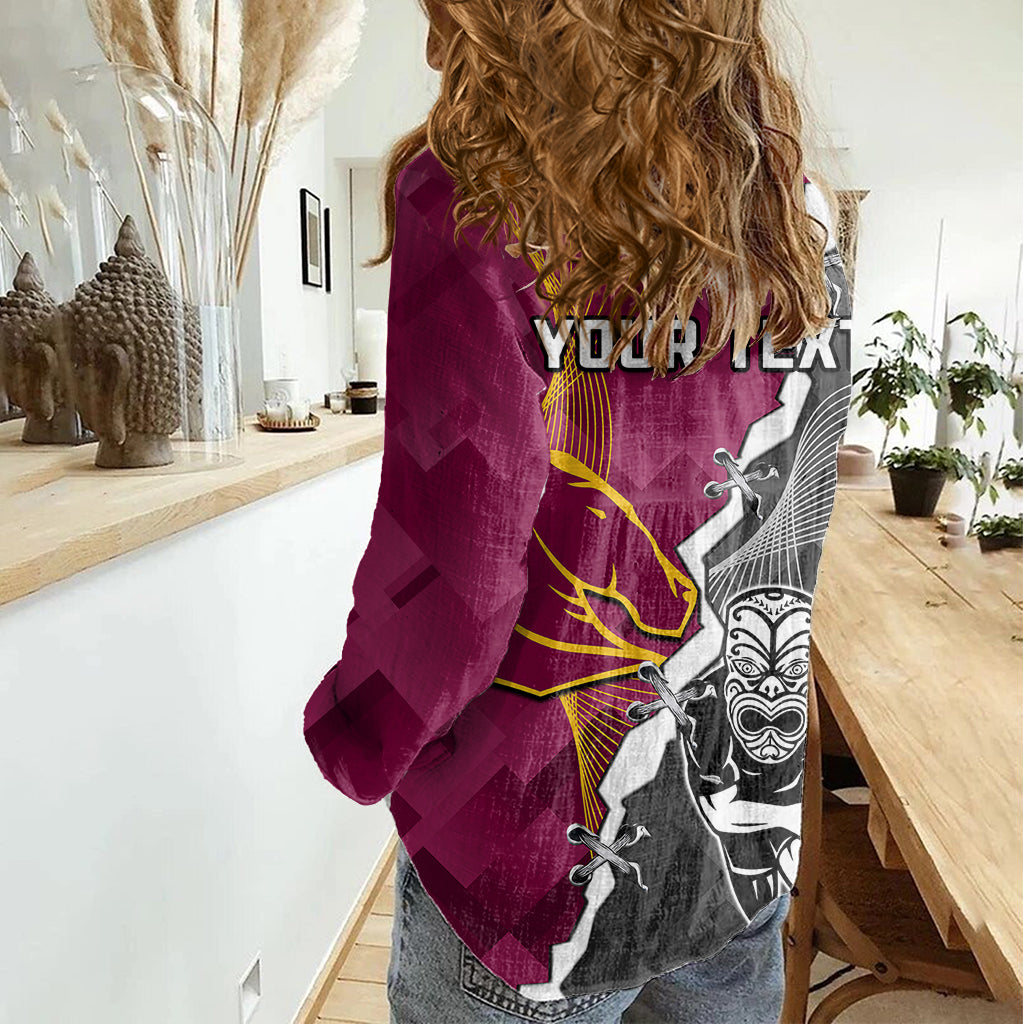 Personalised Warriors And Broncos Rugby Women Casual Shirt 2023 Together Sporty Style - Vibe Hoodie Shop