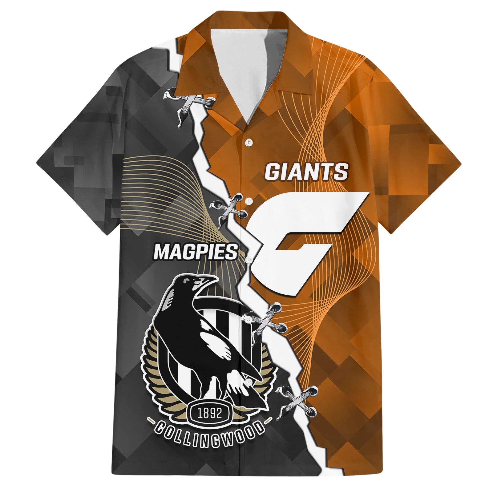 Personalised Collingwood And Giants Football Hawaiian Shirt 2023 Together Sporty Style - Vibe Hoodie Shop