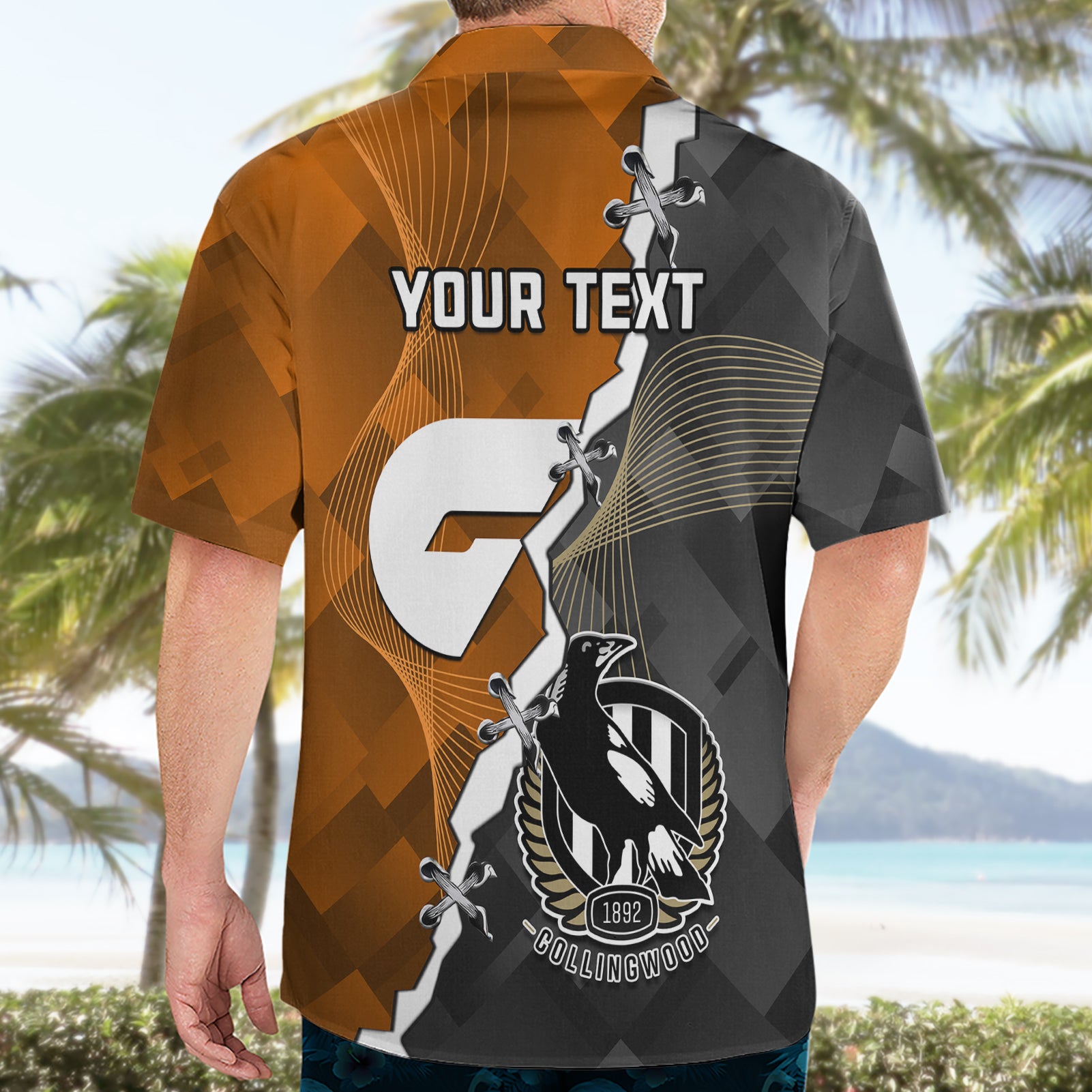 Personalised Collingwood And Giants Football Hawaiian Shirt 2023 Together Sporty Style - Vibe Hoodie Shop
