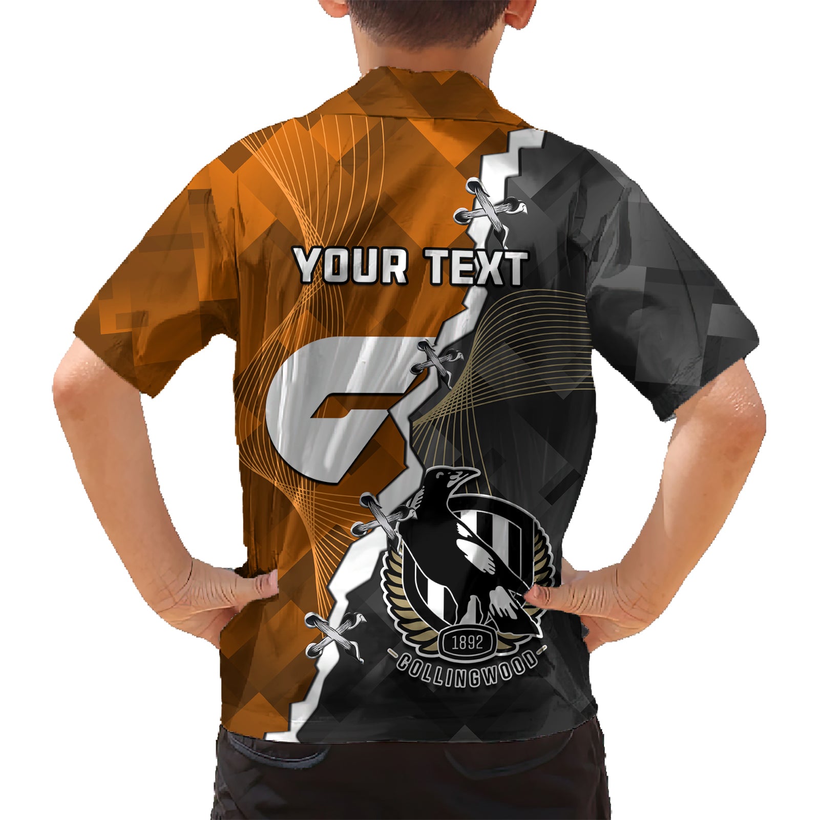 Personalised Collingwood And Giants Football Hawaiian Shirt 2023 Together Sporty Style - Vibe Hoodie Shop