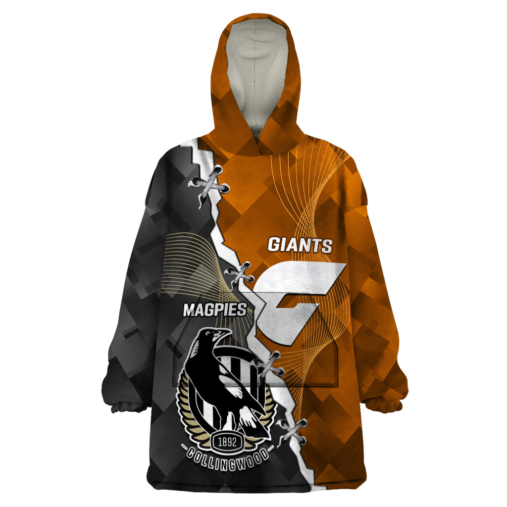 Personalised Collingwood And Giants Football Wearable Blanket Hoodie 2023 Together Sporty Style - Vibe Hoodie Shop