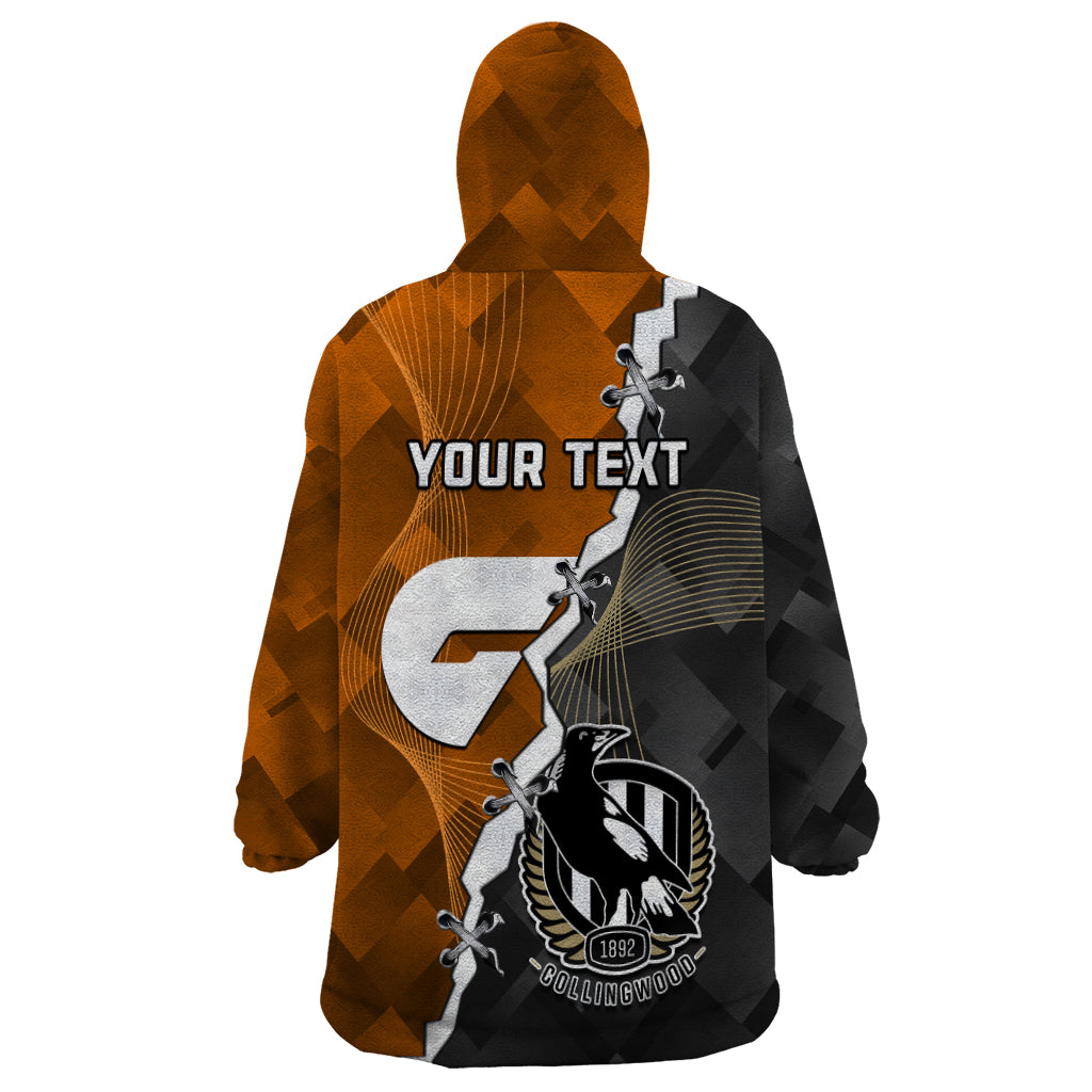 Personalised Collingwood And Giants Football Wearable Blanket Hoodie 2023 Together Sporty Style - Vibe Hoodie Shop