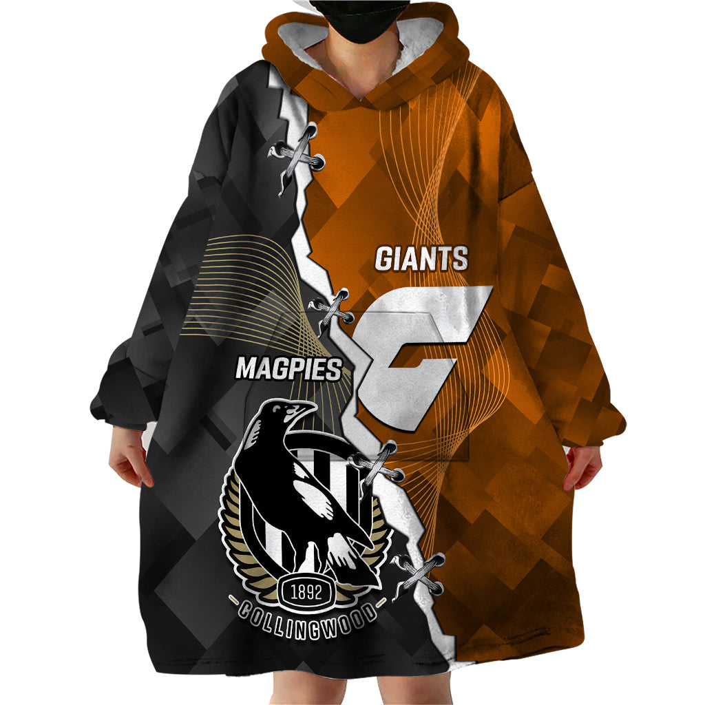 Personalised Collingwood And Giants Football Wearable Blanket Hoodie 2023 Together Sporty Style - Vibe Hoodie Shop