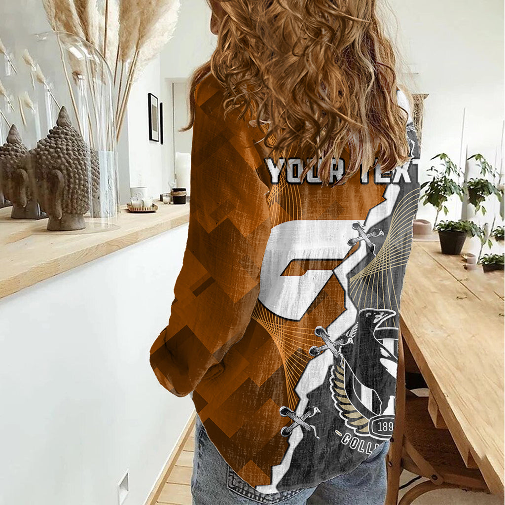 Personalised Collingwood And Giants Football Women Casual Shirt 2023 Together Sporty Style - Vibe Hoodie Shop