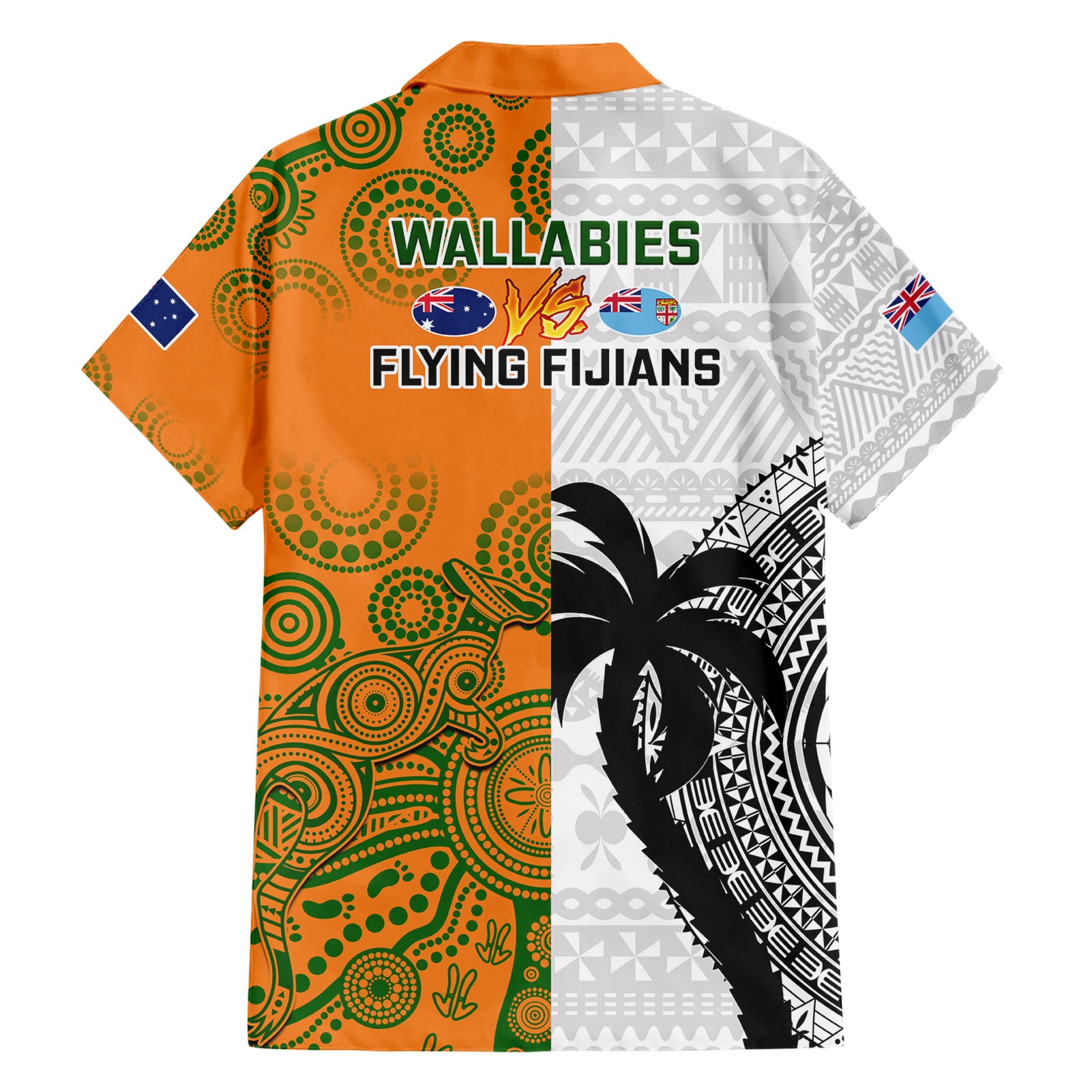 Fiji And Australia Rugby Hawaiian Shirt 2023 World Cup Aboriginal Mix Tapa Pattern - Vibe Hoodie Shop