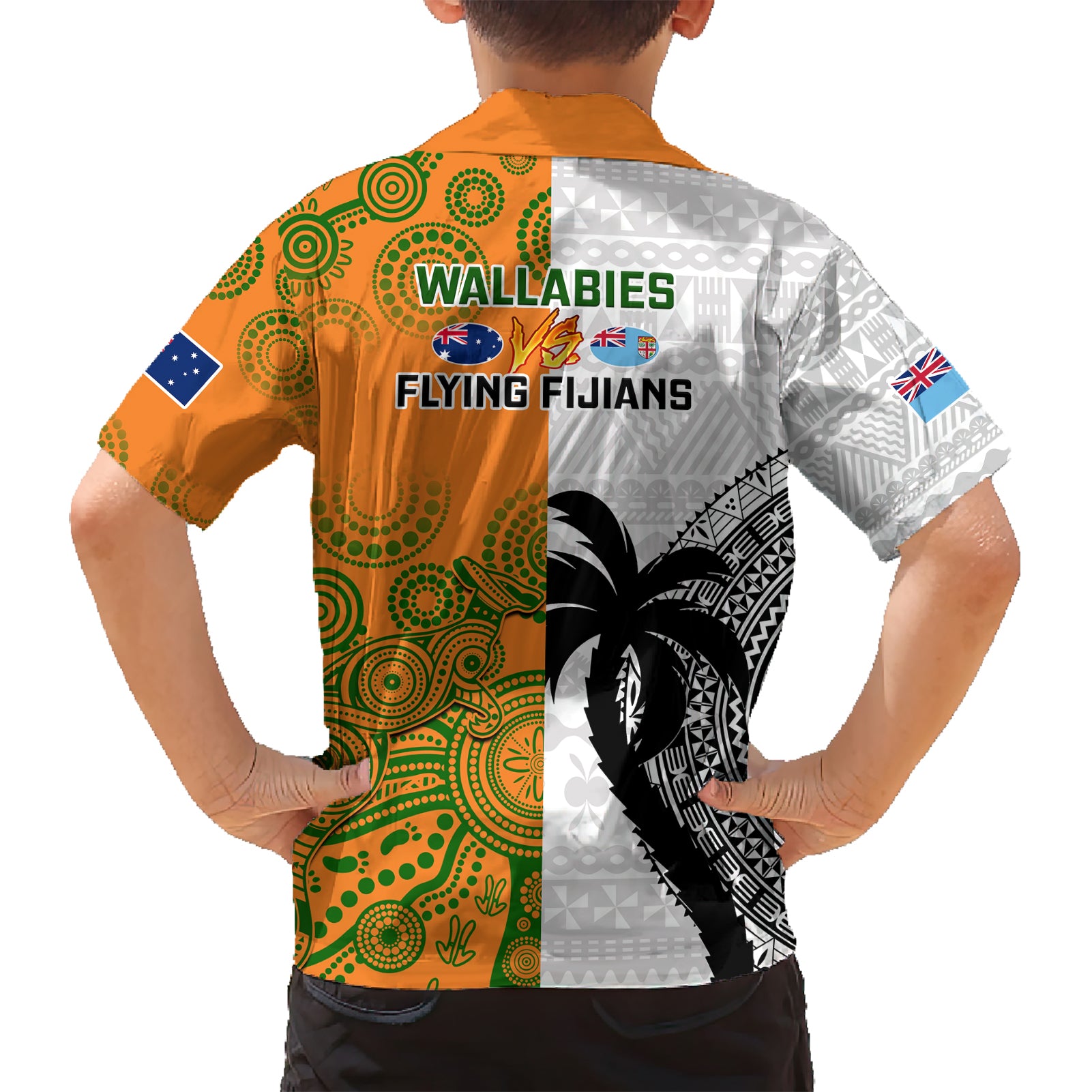 Fiji And Australia Rugby Hawaiian Shirt 2023 World Cup Aboriginal Mix Tapa Pattern - Vibe Hoodie Shop