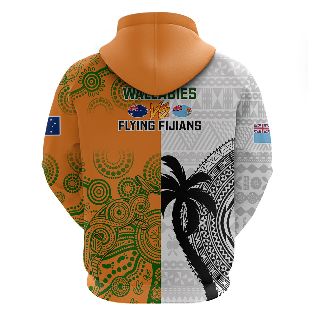 Fiji And Australia Rugby Hoodie 2023 World Cup Aboriginal Mix Tapa Pattern - Vibe Hoodie Shop
