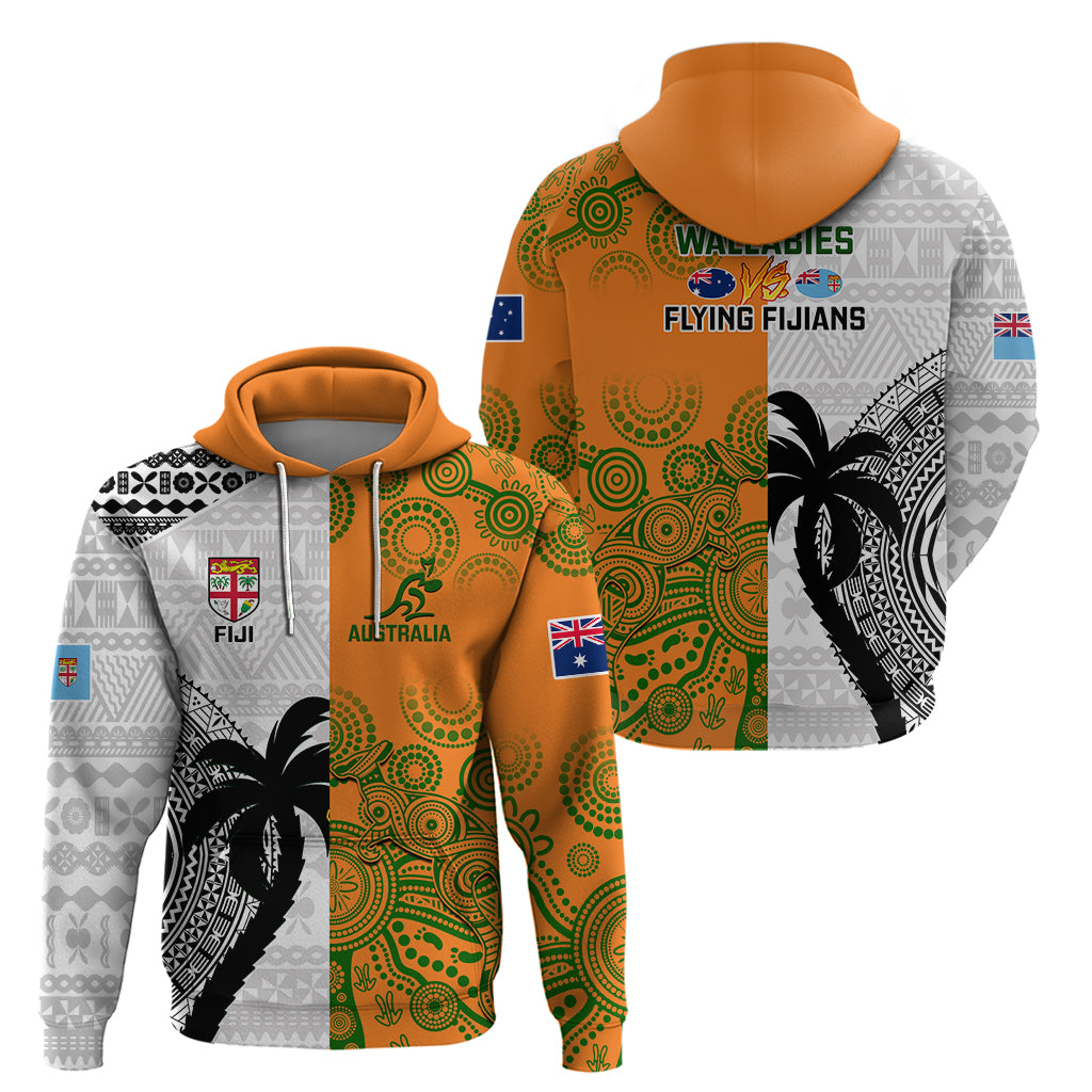 Fiji And Australia Rugby Hoodie 2023 World Cup Aboriginal Mix Tapa Pattern - Vibe Hoodie Shop