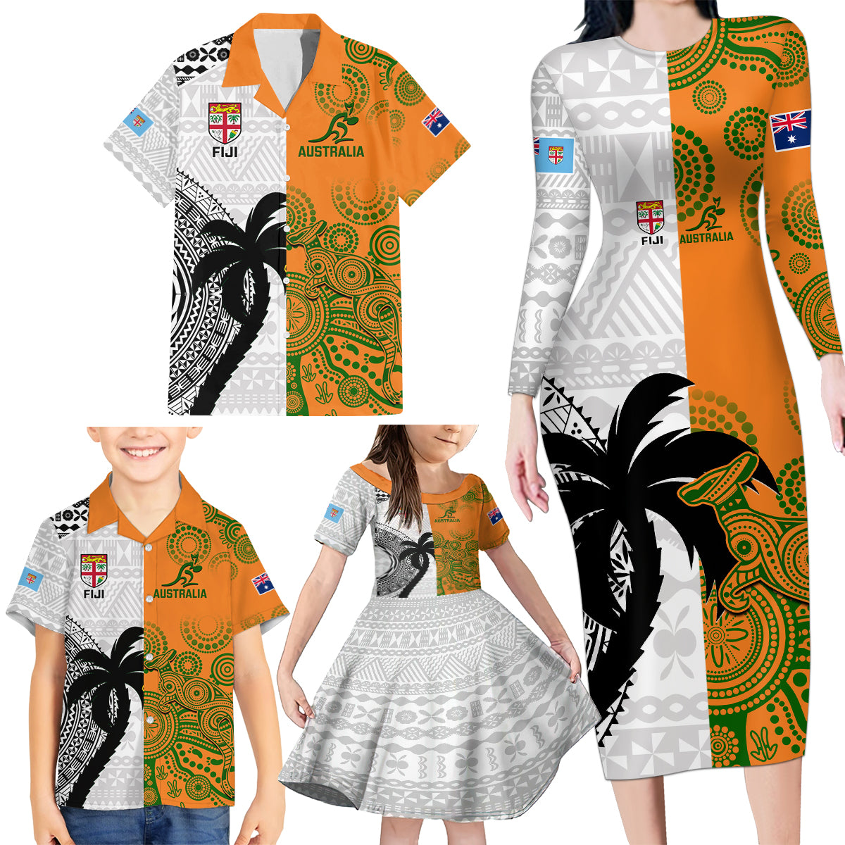 custom-fiji-and-australia-rugby-family-matching-long-sleeve-bodycon-dress-and-hawaiian-shirt-2023-world-cup-aboriginal-mix-tapa-pattern