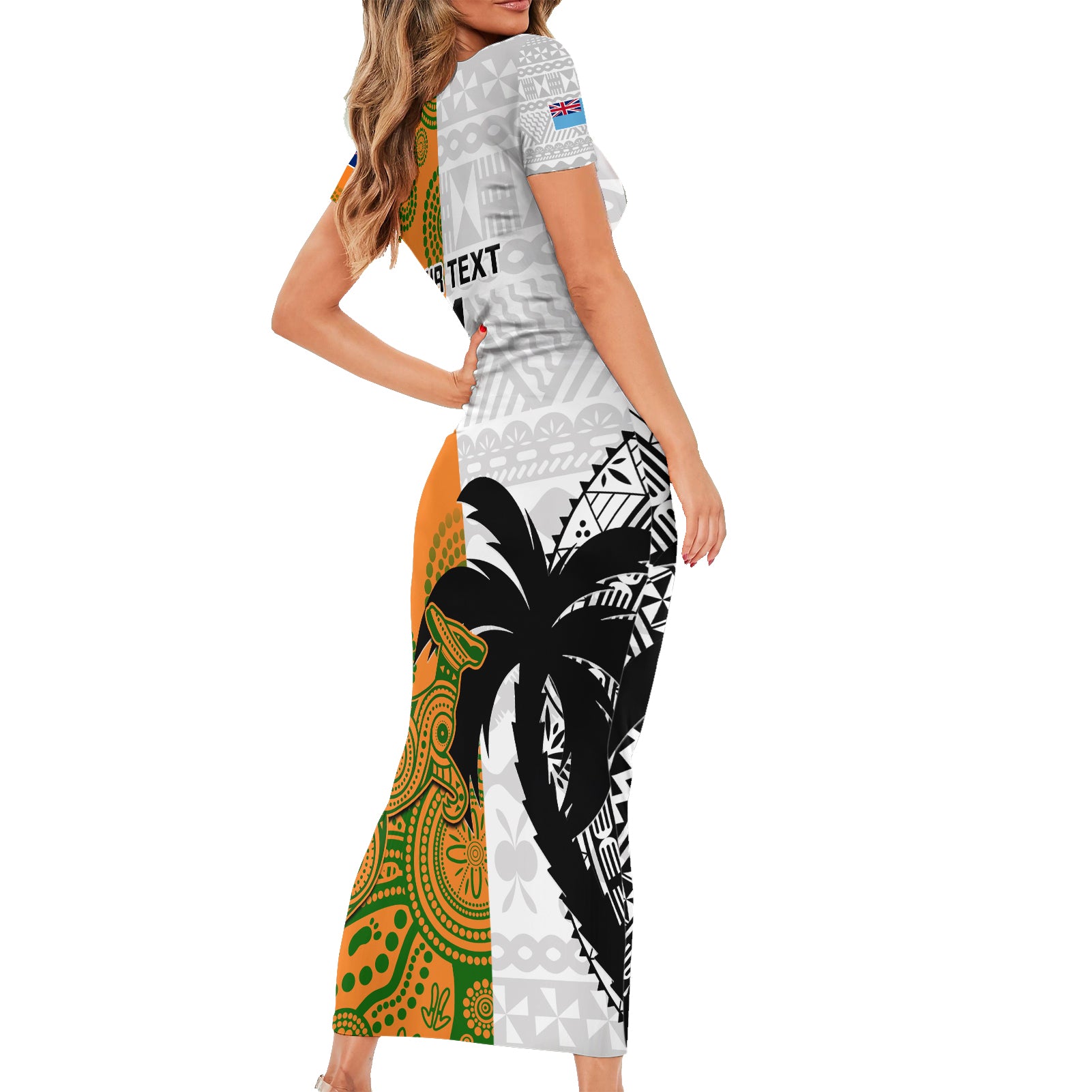 custom-fiji-and-australia-rugby-family-matching-short-sleeve-bodycon-dress-and-hawaiian-shirt-2023-world-cup-aboriginal-mix-tapa-pattern