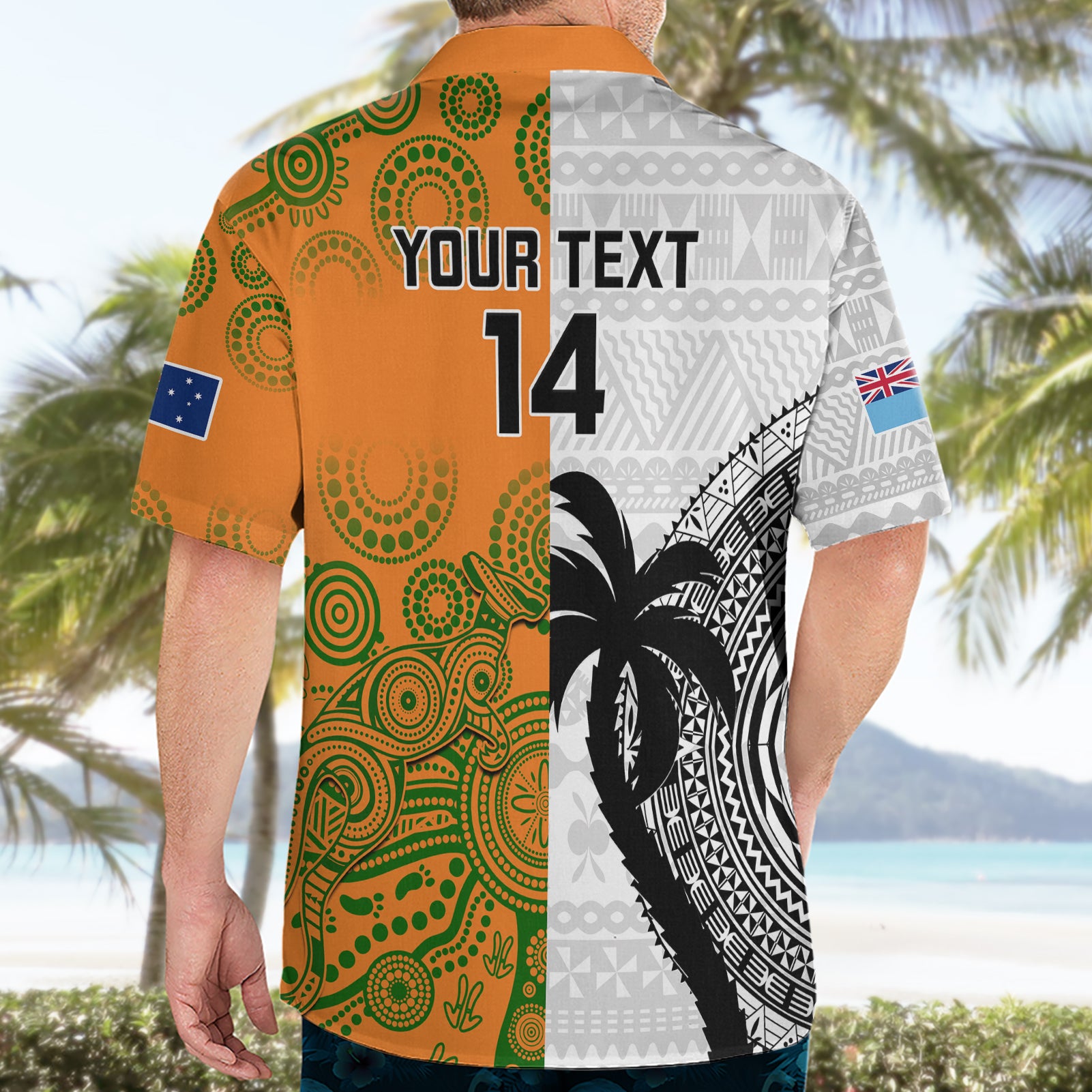 Custom Fiji And Australia Rugby Hawaiian Shirt 2023 World Cup Aboriginal Mix Tapa Pattern - Vibe Hoodie Shop