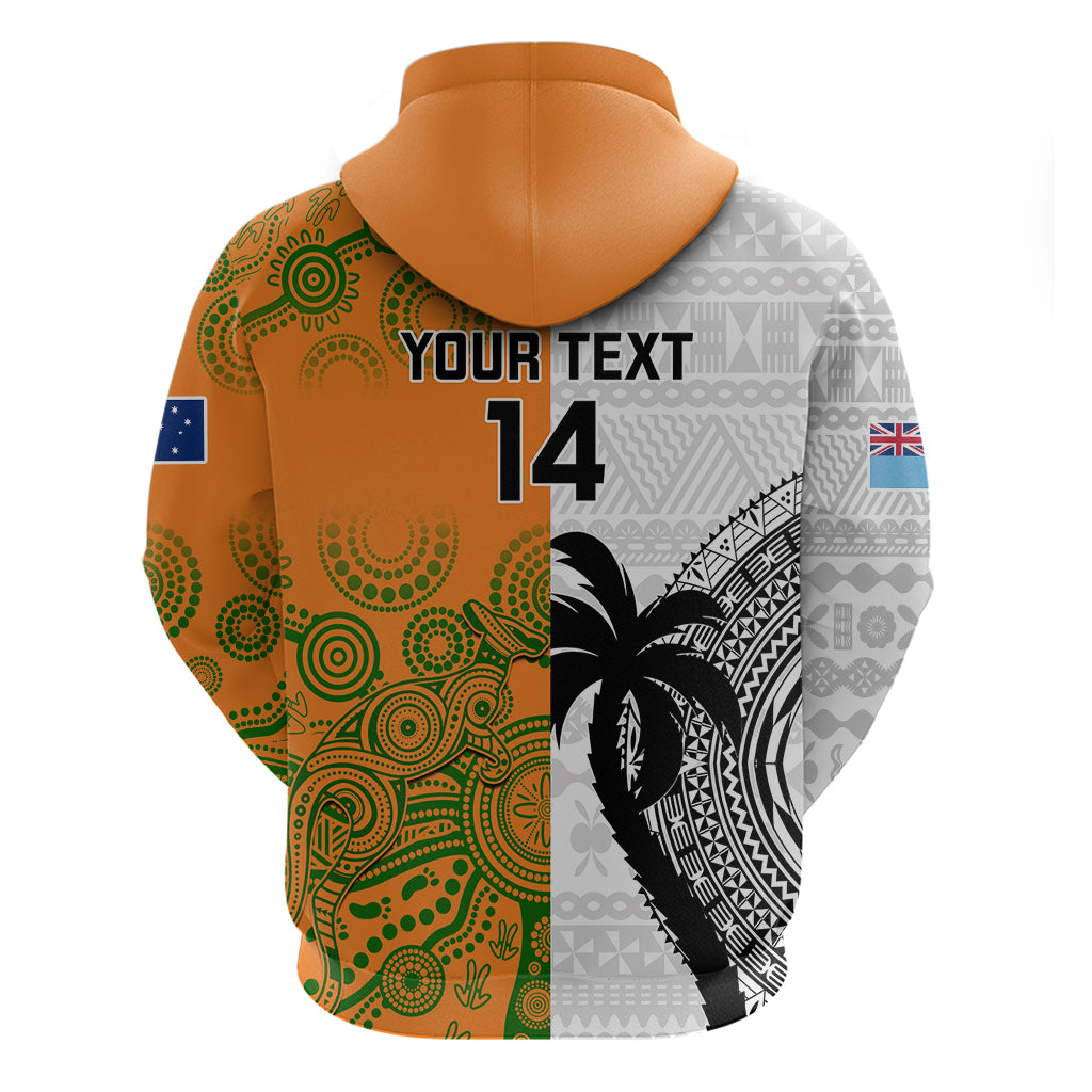 Custom Fiji And Australia Rugby Hoodie 2023 World Cup Aboriginal Mix Tapa Pattern - Vibe Hoodie Shop