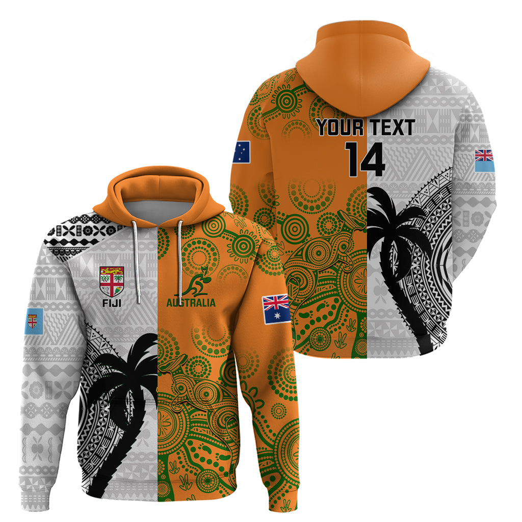 Custom Fiji And Australia Rugby Hoodie 2023 World Cup Aboriginal Mix Tapa Pattern - Vibe Hoodie Shop