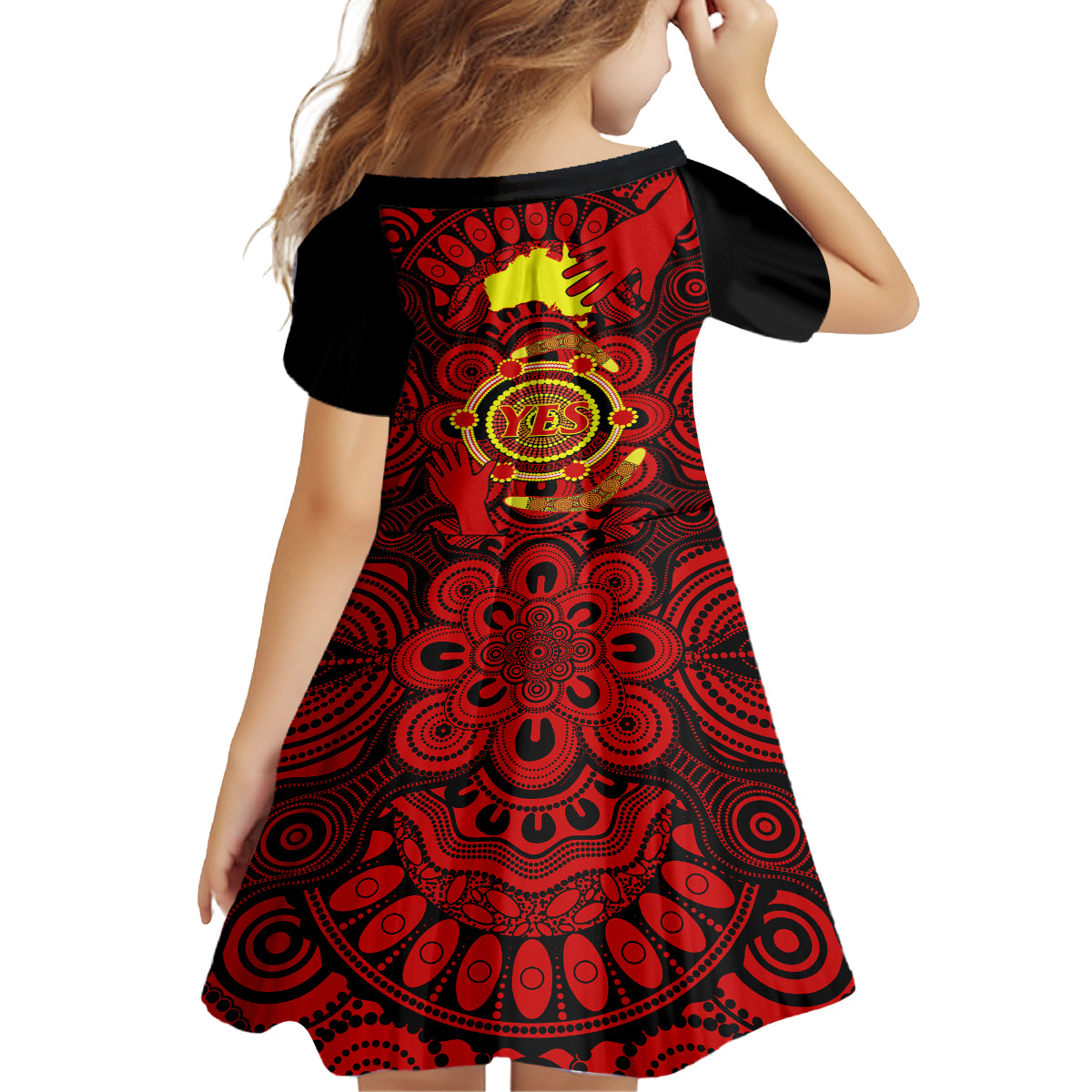 Australia Walk For Yes Kid Short Sleeve Dress Say Yes To Australian Indigenous Voice - Vibe Hoodie Shop