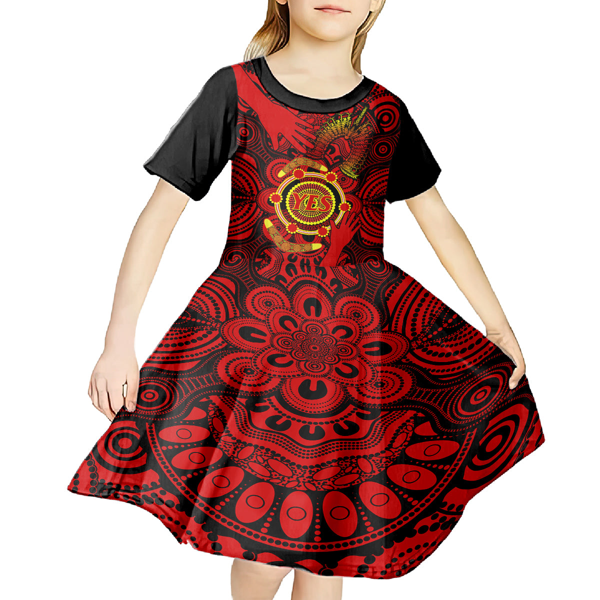 Australia Walk For Yes Kid Short Sleeve Dress Say Yes To Australian Indigenous Voice - Vibe Hoodie Shop