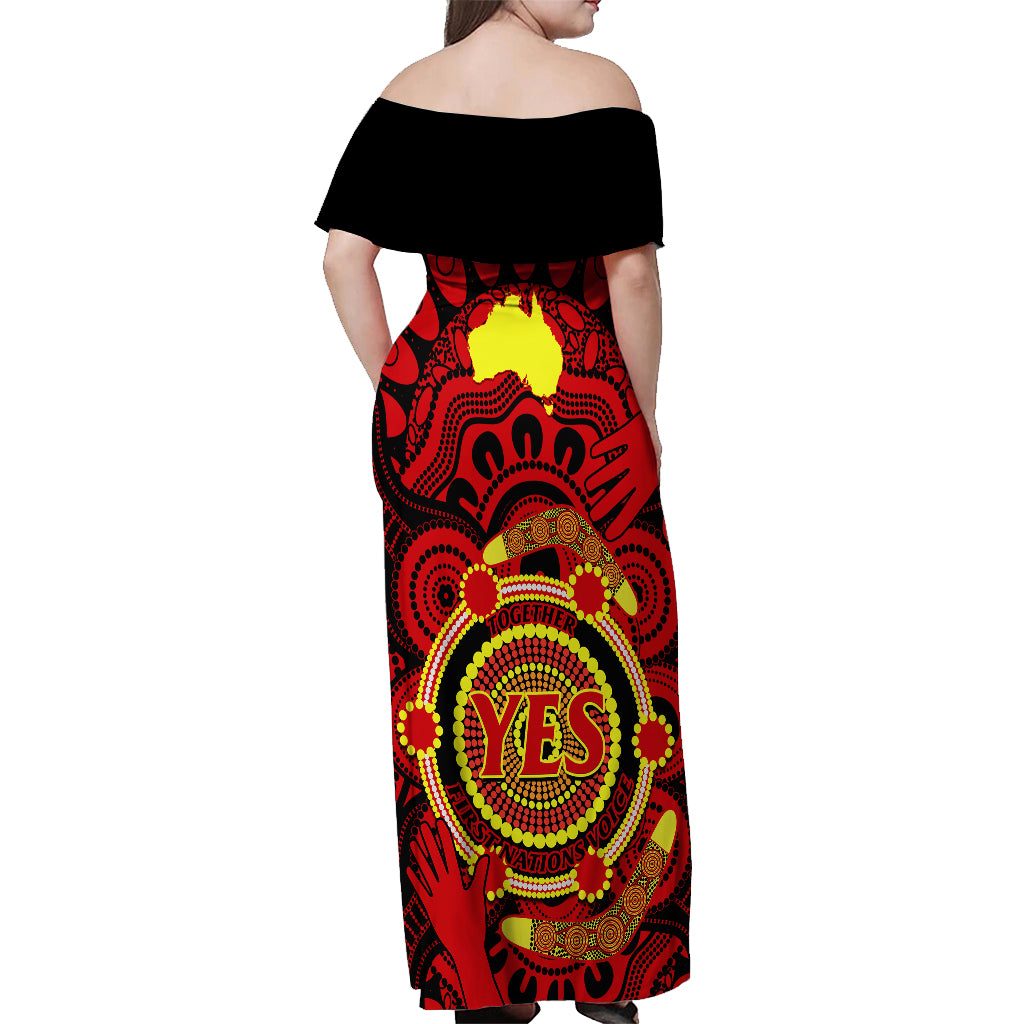 australia-walk-for-yes-off-shoulder-maxi-dress-say-yes-to-australian-indigenous-voice