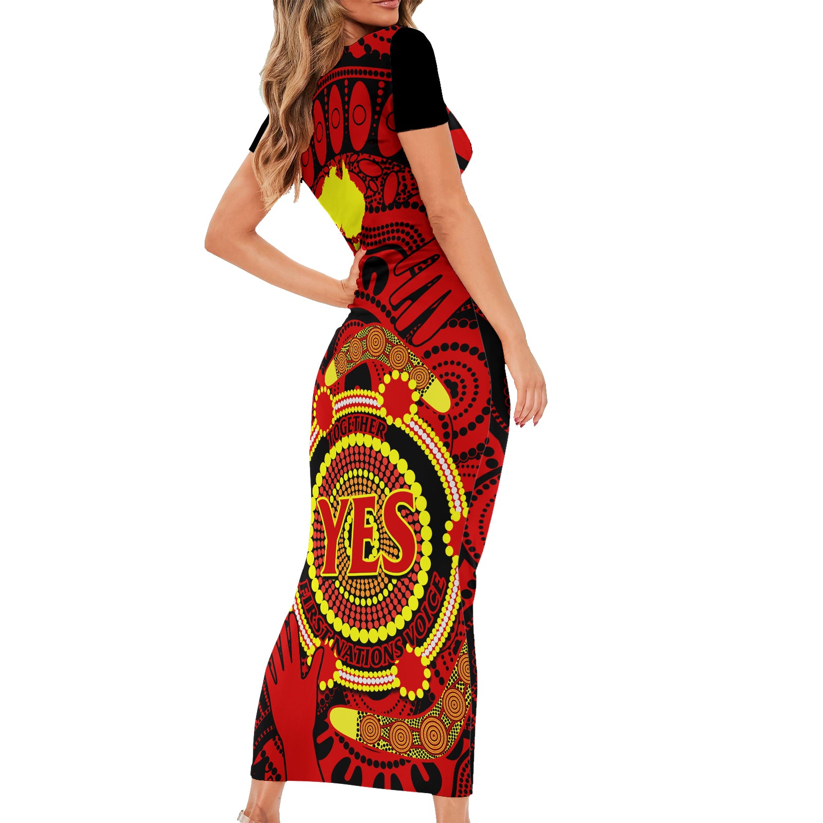 australia-walk-for-yes-short-sleeve-bodycon-dress-say-yes-to-australian-indigenous-voice