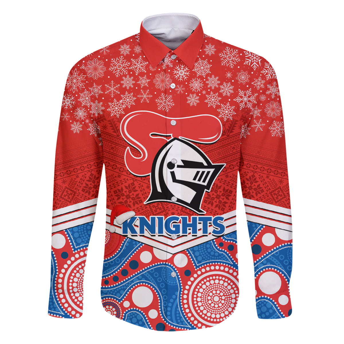 custom-knights-rugby-christmas-family-matching-long-sleeve-bodycon-dress-and-hawaiian-shirt-merry-xmas-2023-mix-aboriginal-art