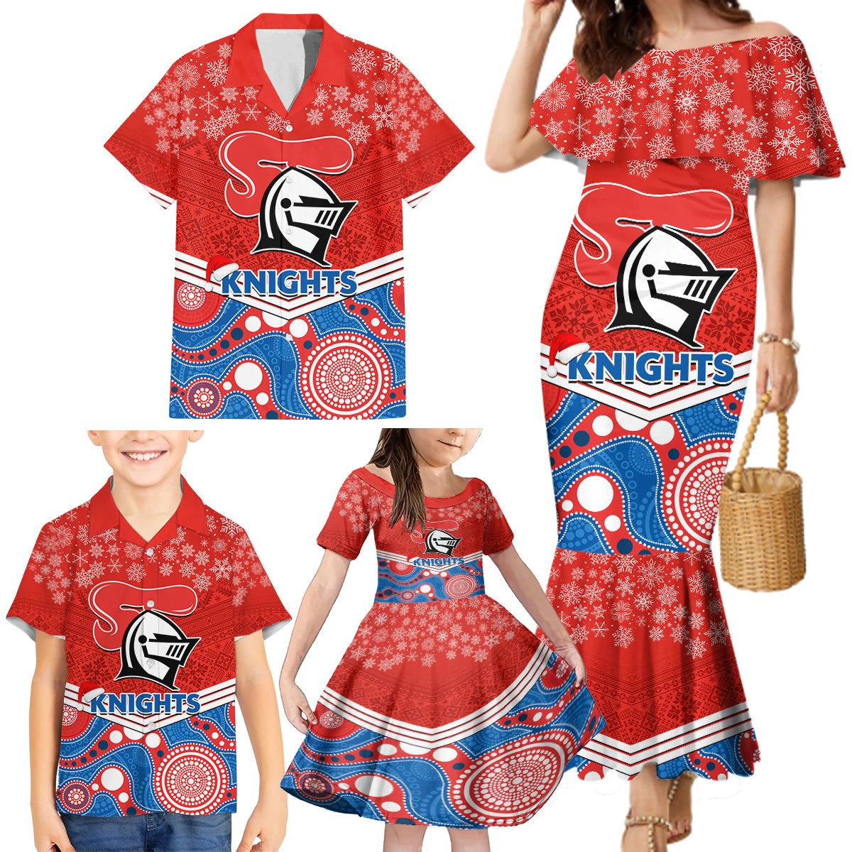 custom-knights-rugby-christmas-family-matching-mermaid-dress-and-hawaiian-shirt-merry-xmas-2023-mix-aboriginal-art