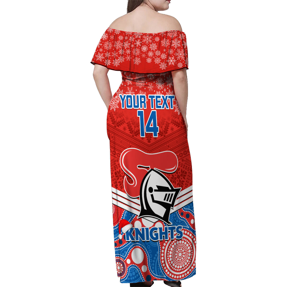 custom-knights-rugby-christmas-family-matching-off-shoulder-maxi-dress-and-hawaiian-shirt-merry-xmas-2023-mix-aboriginal-art