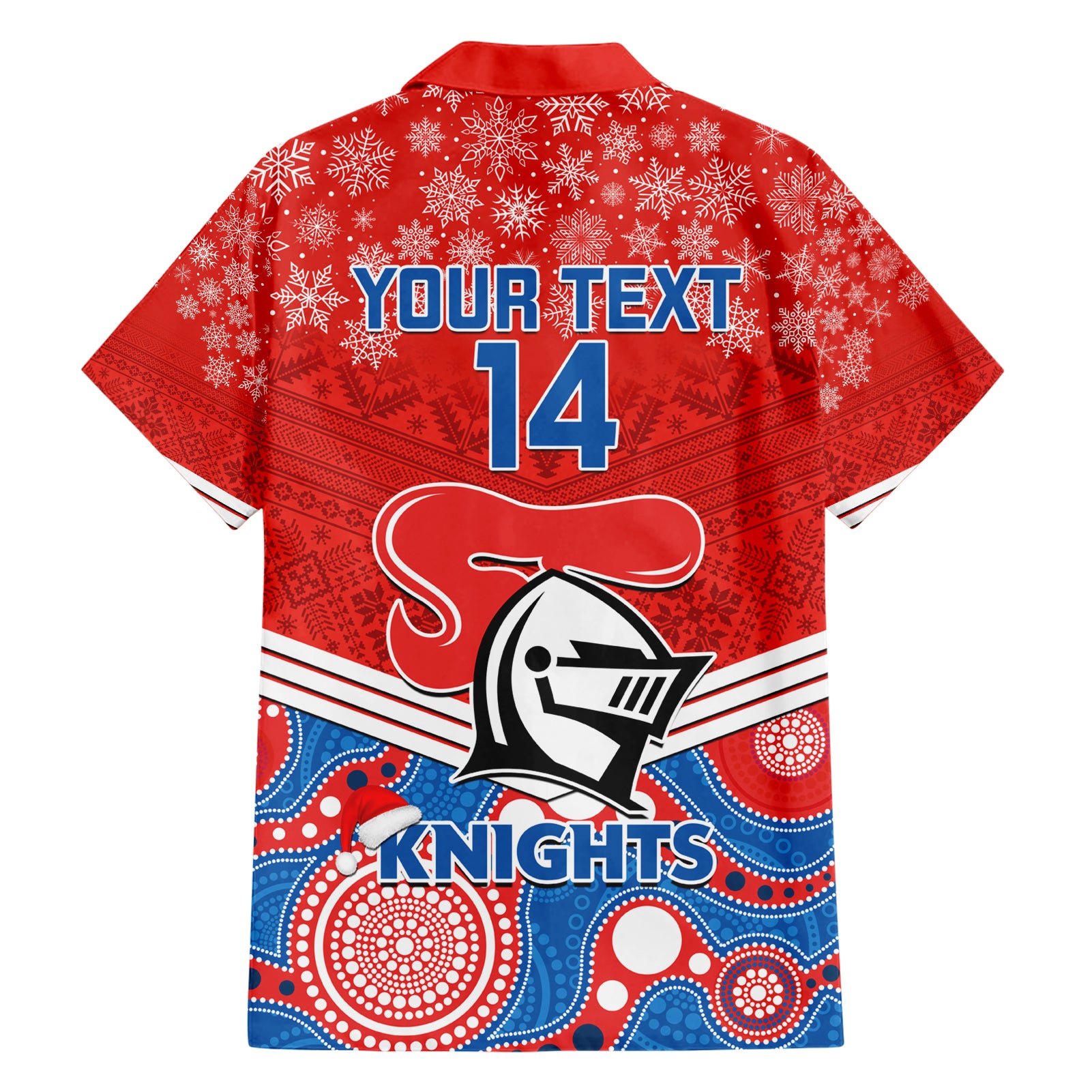 custom-knights-rugby-christmas-family-matching-short-sleeve-bodycon-dress-and-hawaiian-shirt-merry-xmas-2023-mix-aboriginal-art