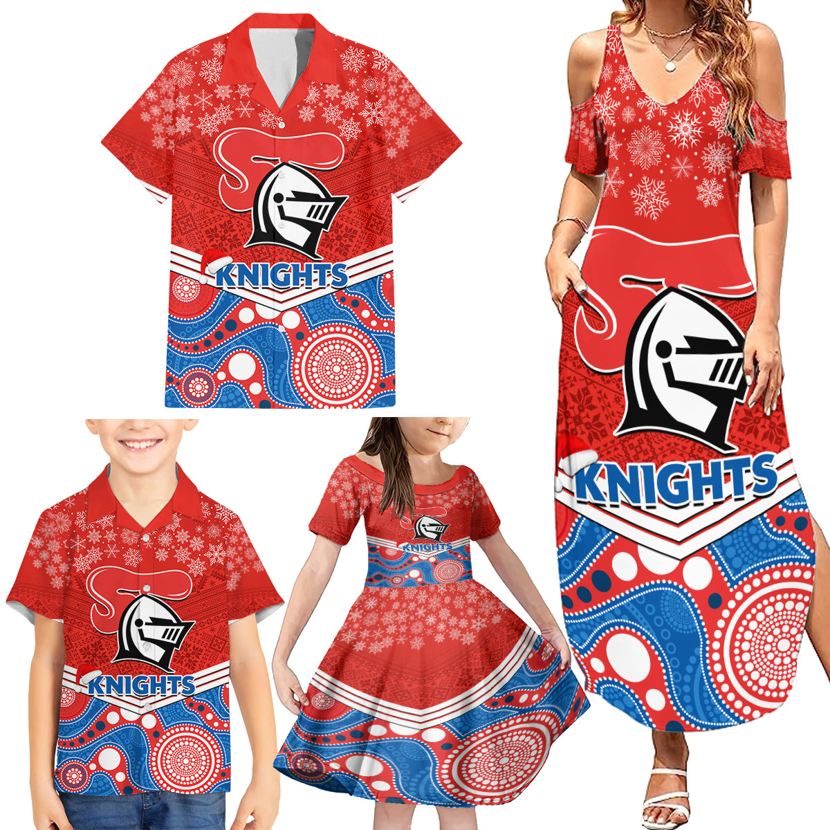 custom-knights-rugby-christmas-family-matching-summer-maxi-dress-and-hawaiian-shirt-merry-xmas-2023-mix-aboriginal-art