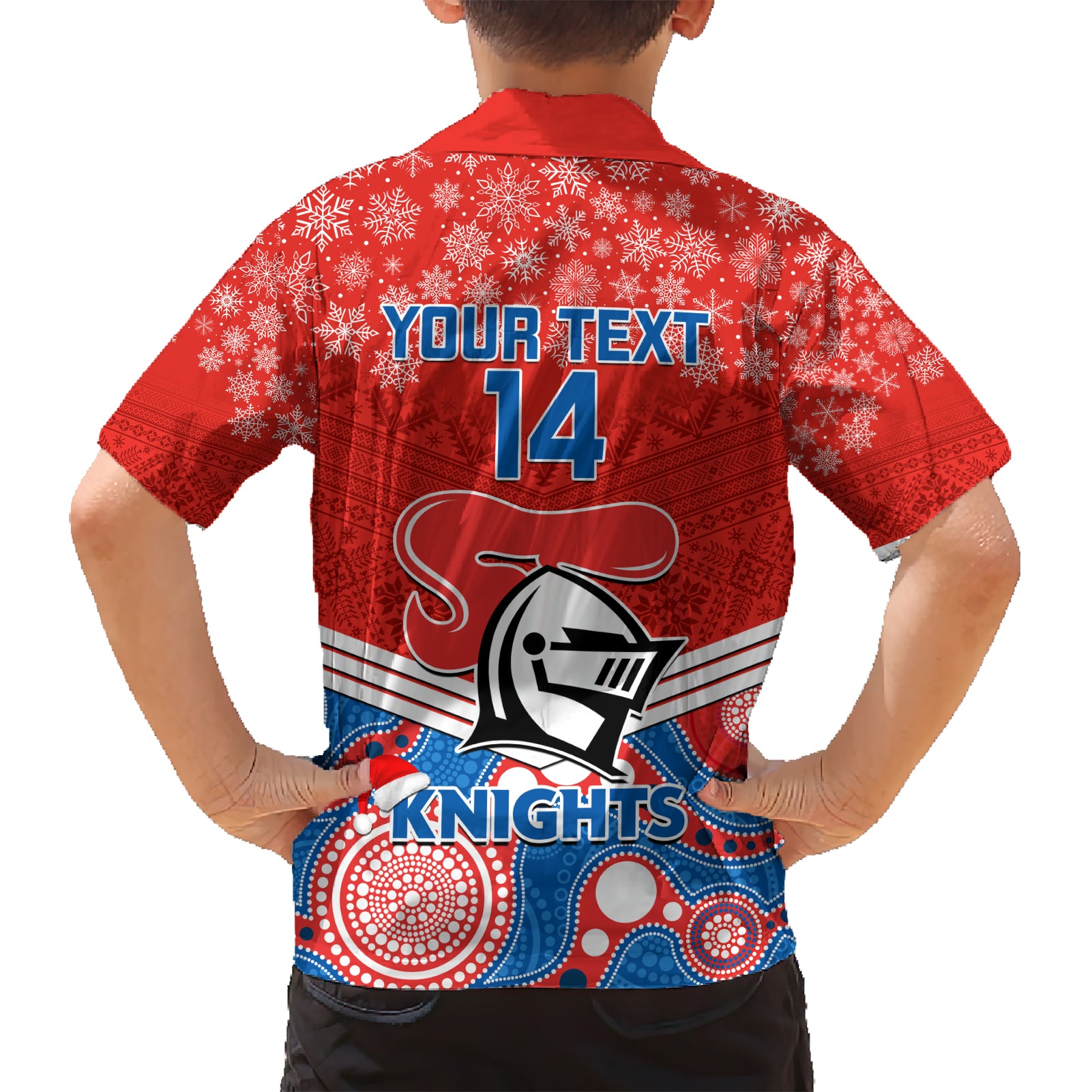 Custom Knights Rugby Christmas Hawaiian Shirt Merry Xmas 2023 Mix Aboriginal Art - Vibe Hoodie Shop