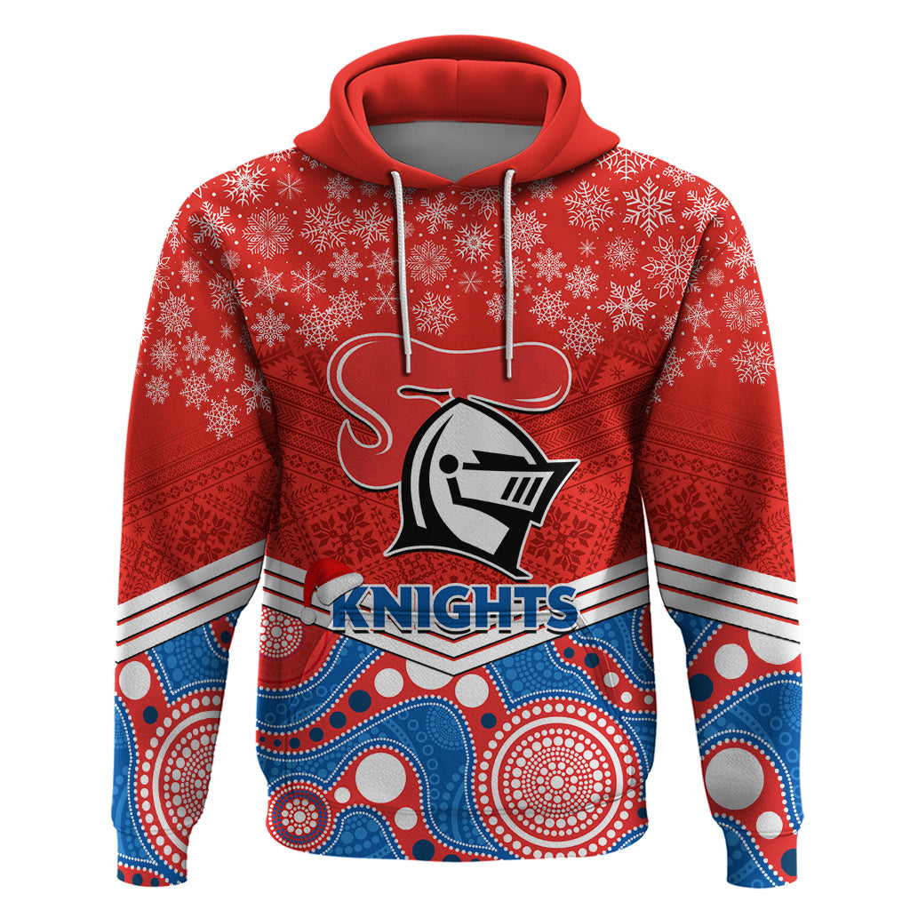 Custom Knights Rugby Christmas Hoodie Merry Xmas 2023 Mix Aboriginal Art - Vibe Hoodie Shop