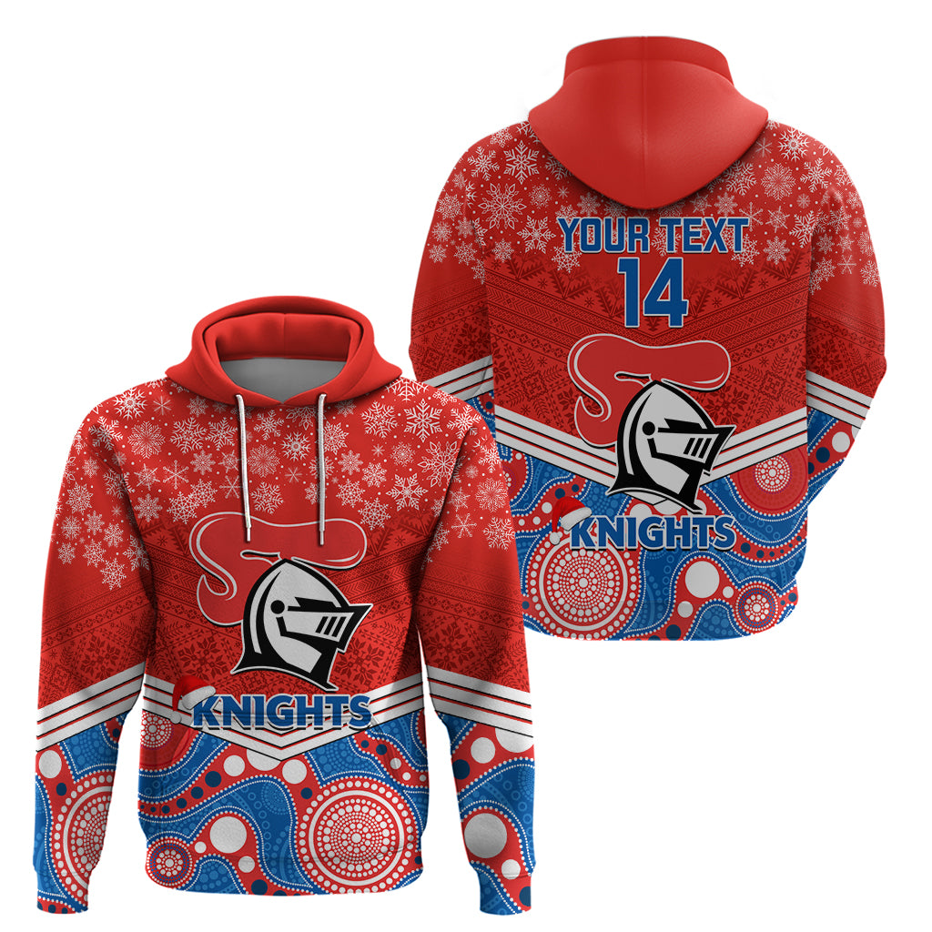 Custom Knights Rugby Christmas Hoodie Merry Xmas 2023 Mix Aboriginal Art - Vibe Hoodie Shop