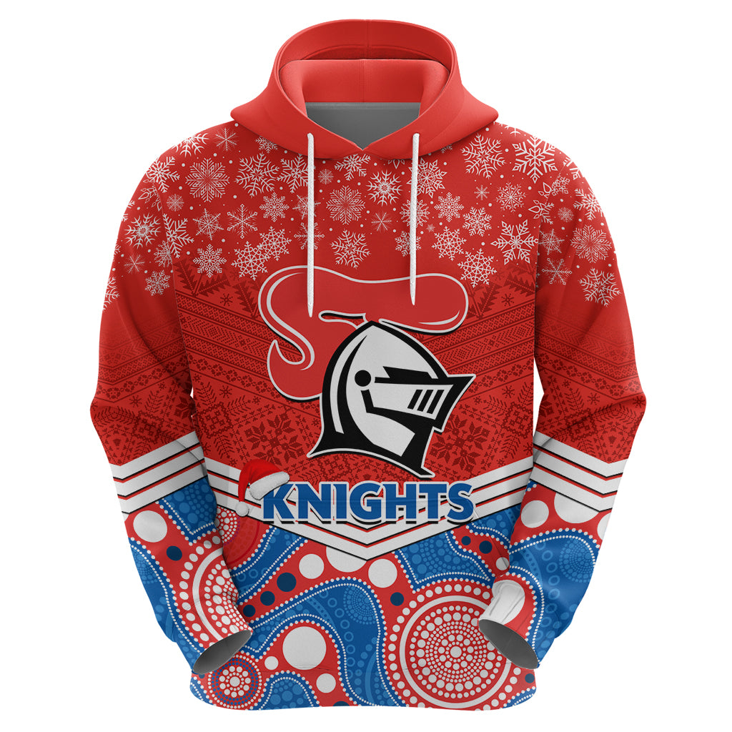 Custom Knights Rugby Christmas Hoodie Merry Xmas 2023 Mix Aboriginal Art - Vibe Hoodie Shop
