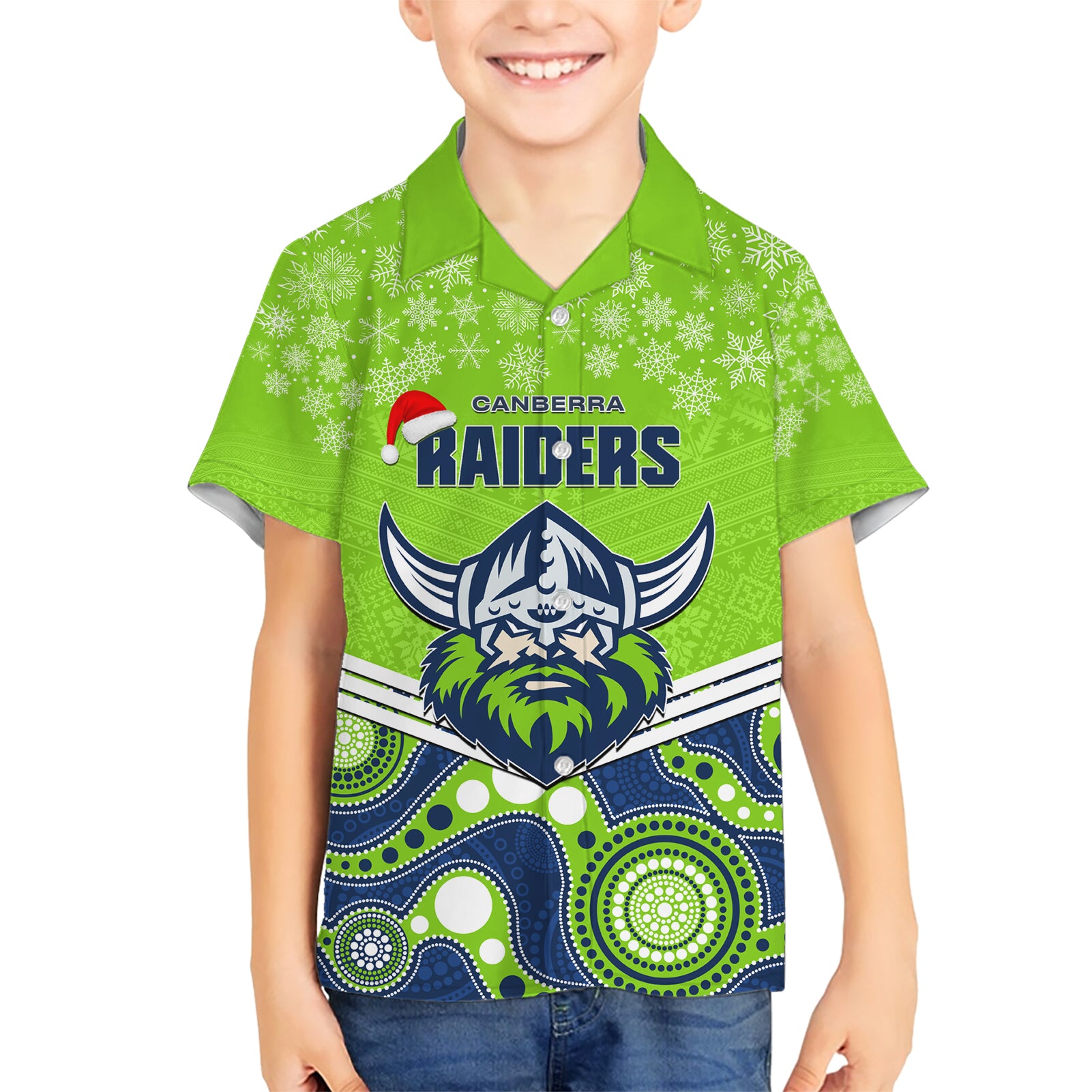 Custom Raiders Rugby Christmas Hawaiian Shirt Merry Xmas 2023 Mix Aboriginal Art - Vibe Hoodie Shop