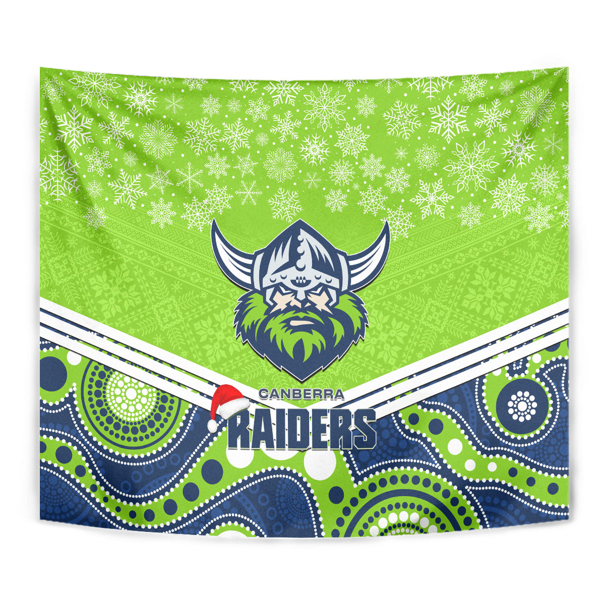 Raiders Rugby Christmas Tapestry Merry Xmas 2023 Mix Aboriginal Art - Vibe Hoodie Shop