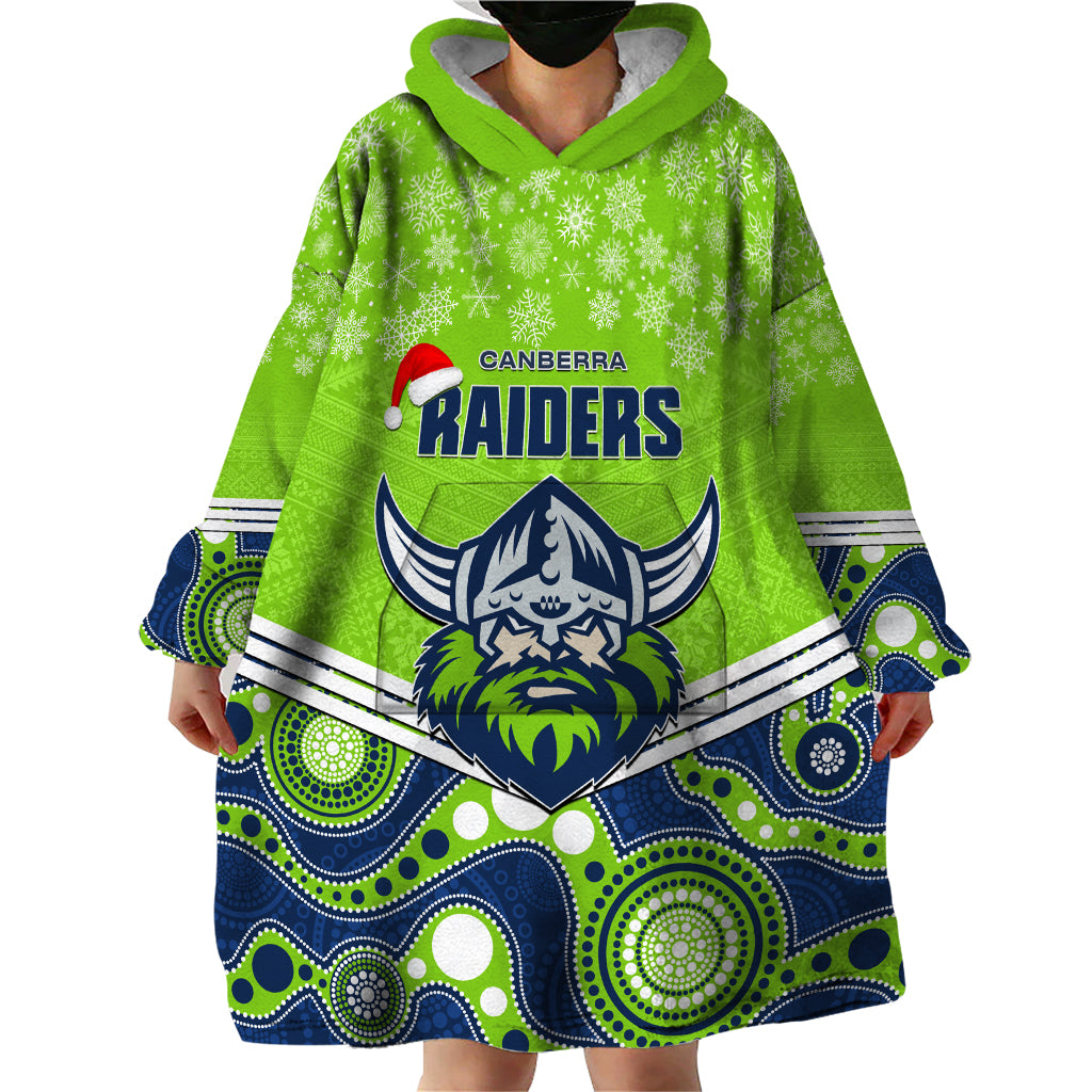 Custom Raiders Rugby Christmas Wearable Blanket Hoodie Merry Xmas 2023 Mix Aboriginal Art - Vibe Hoodie Shop