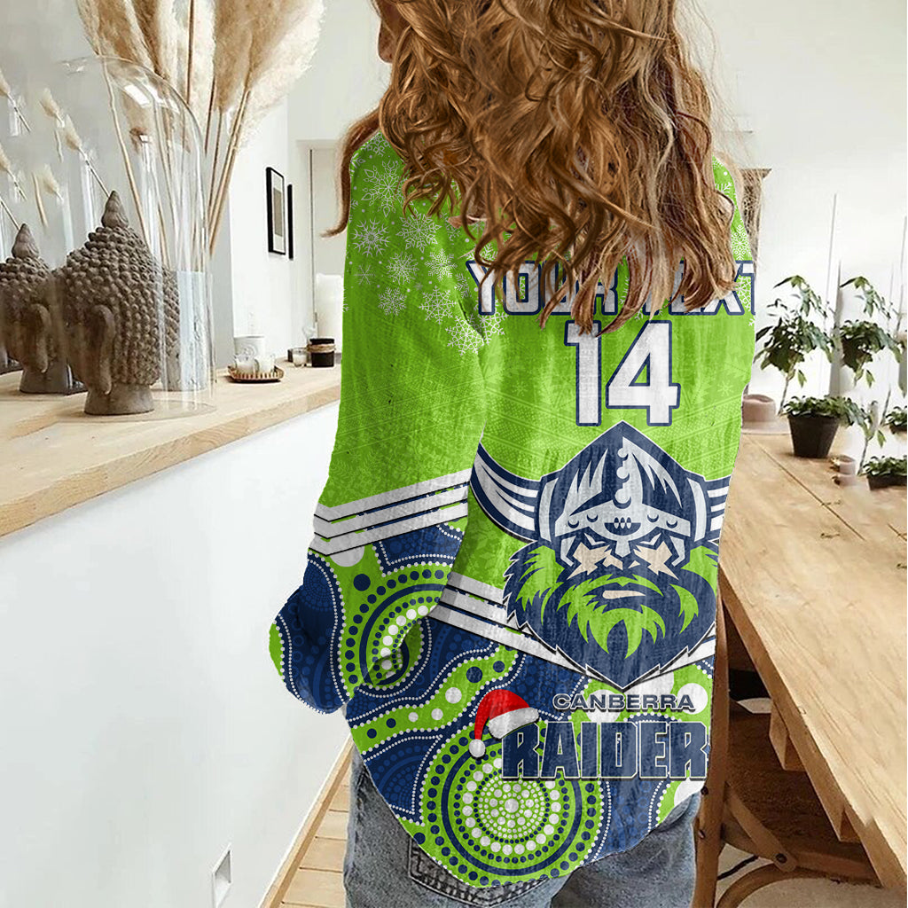 Custom Raiders Rugby Christmas Women Casual Shirt Merry Xmas 2023 Mix Aboriginal Art - Vibe Hoodie Shop