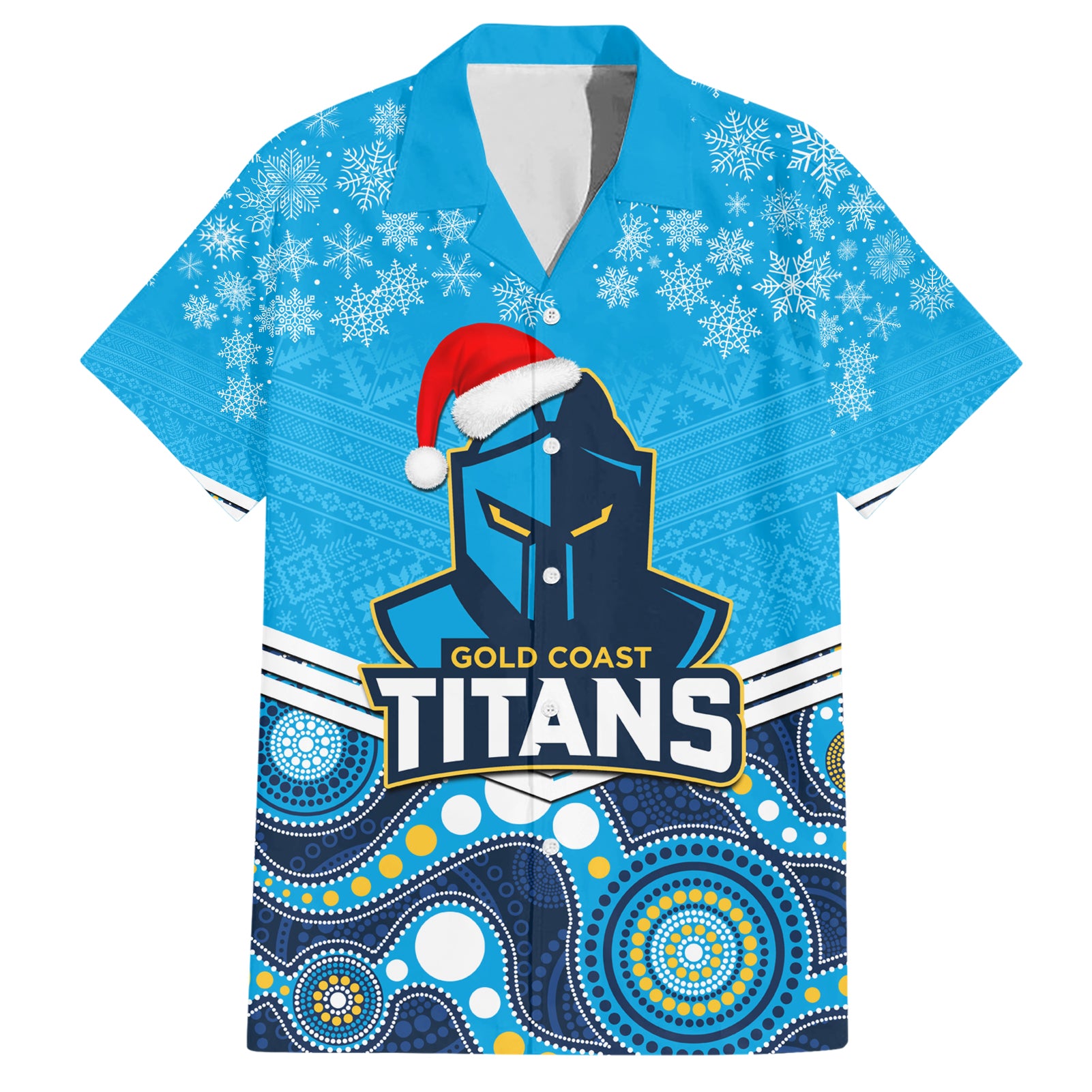 Custom Titans Rugby Christmas Hawaiian Shirt Merry Xmas 2023 Mix Aboriginal Art - Vibe Hoodie Shop