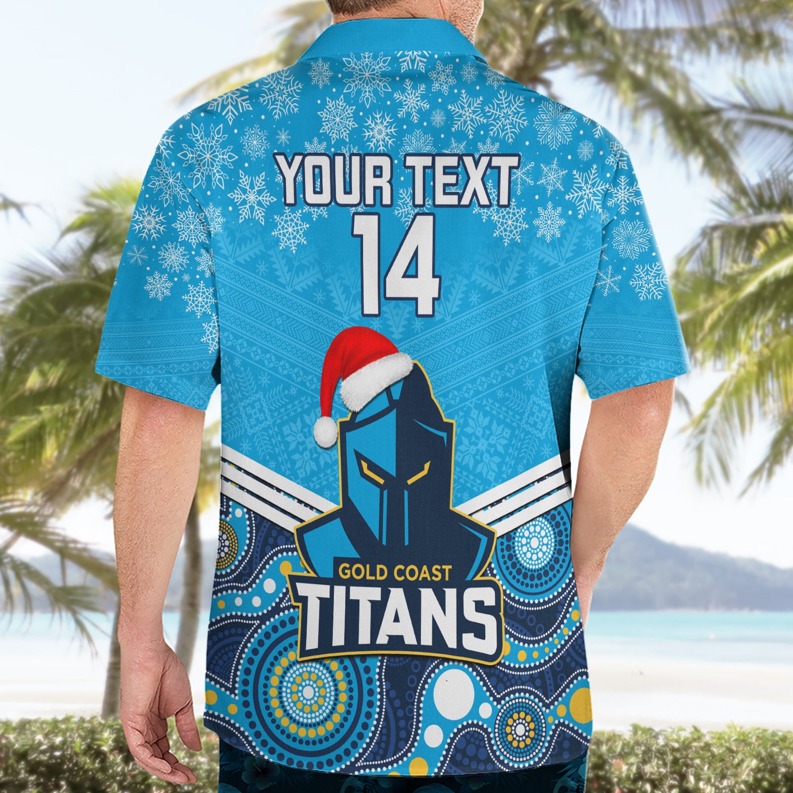 Custom Titans Rugby Christmas Hawaiian Shirt Merry Xmas 2023 Mix Aboriginal Art - Vibe Hoodie Shop