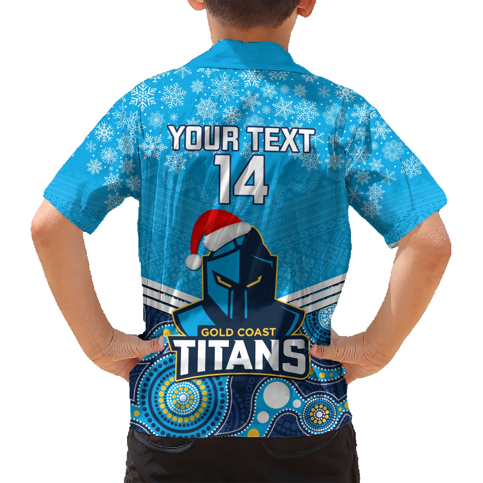 Custom Titans Rugby Christmas Hawaiian Shirt Merry Xmas 2023 Mix Aboriginal Art - Vibe Hoodie Shop
