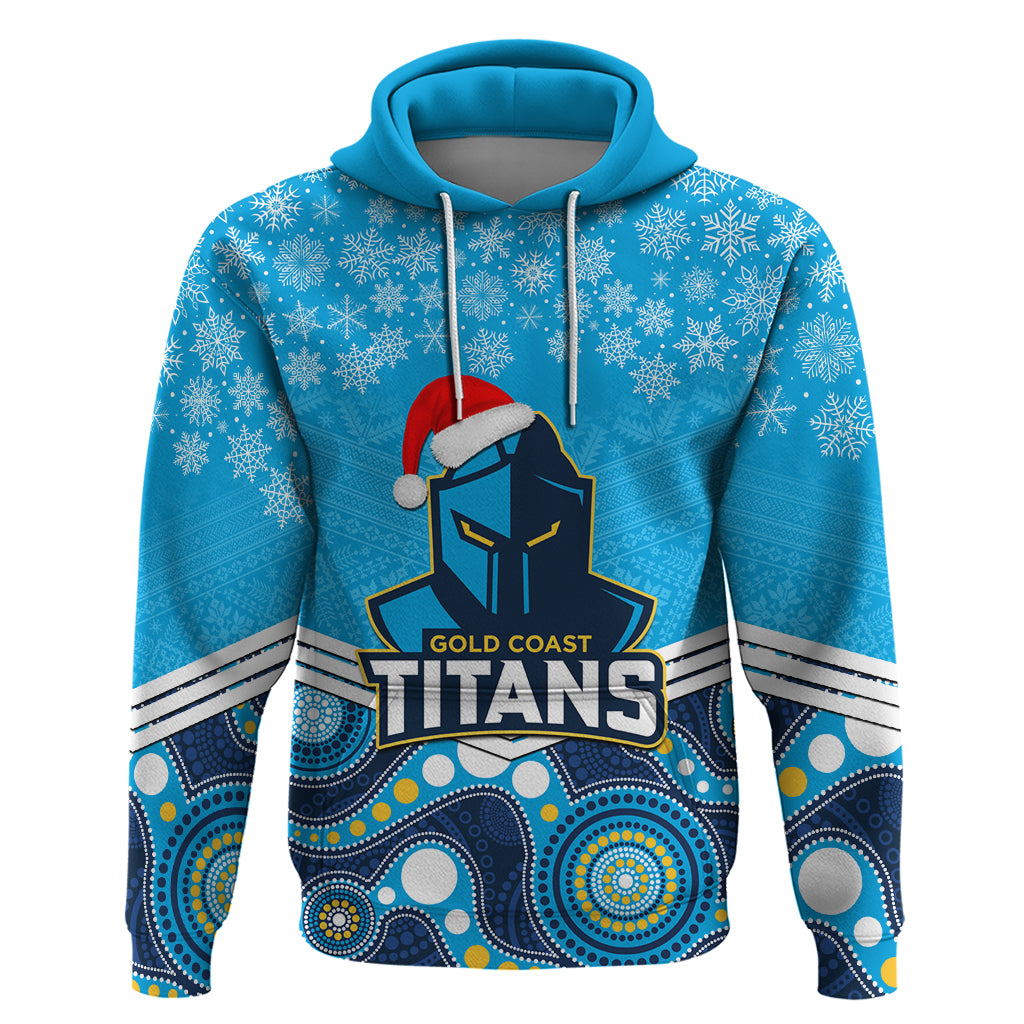 Custom Titans Rugby Christmas Hoodie Merry Xmas 2023 Mix Aboriginal Art - Vibe Hoodie Shop