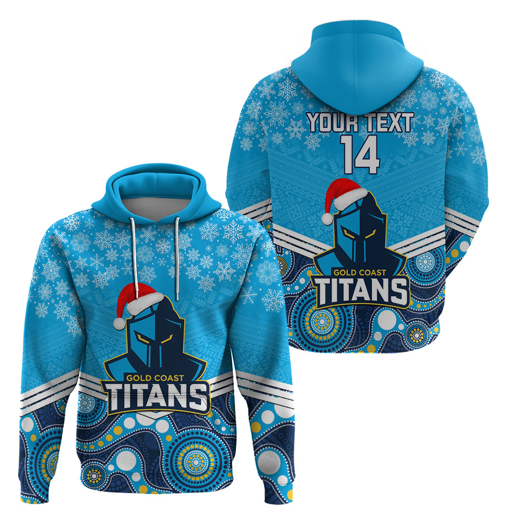 Custom Titans Rugby Christmas Hoodie Merry Xmas 2023 Mix Aboriginal Art - Vibe Hoodie Shop