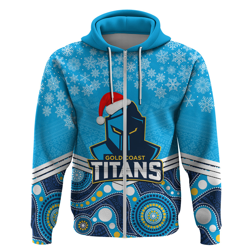 Custom Titans Rugby Christmas Hoodie Merry Xmas 2023 Mix Aboriginal Art - Vibe Hoodie Shop