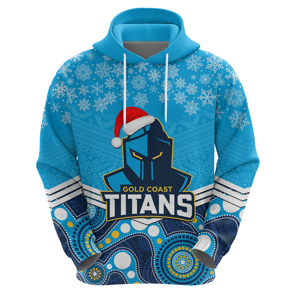 Custom Titans Rugby Christmas Hoodie Merry Xmas 2023 Mix Aboriginal Art - Vibe Hoodie Shop