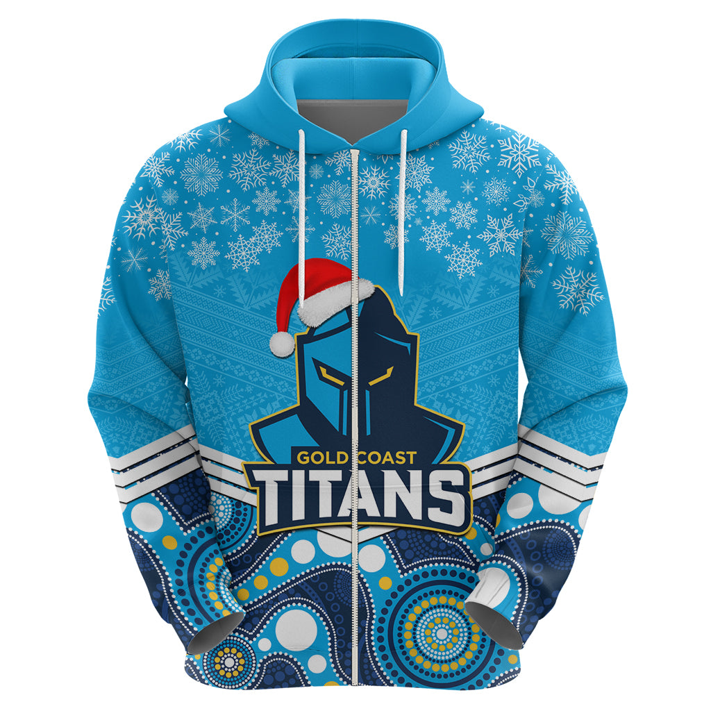 Custom Titans Rugby Christmas Hoodie Merry Xmas 2023 Mix Aboriginal Art - Vibe Hoodie Shop