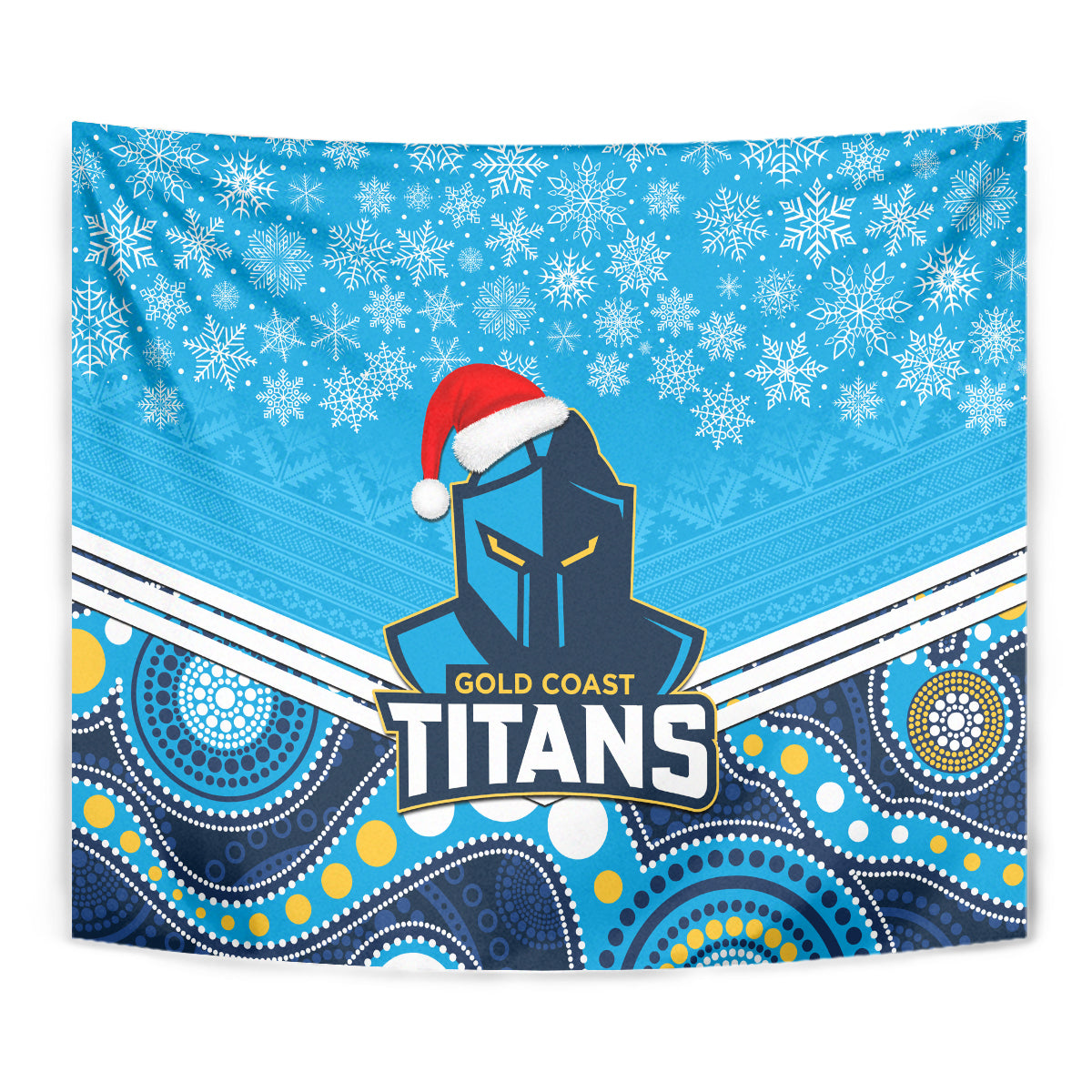 Titans Rugby Christmas Tapestry Merry Xmas 2023 Mix Aboriginal Art - Vibe Hoodie Shop